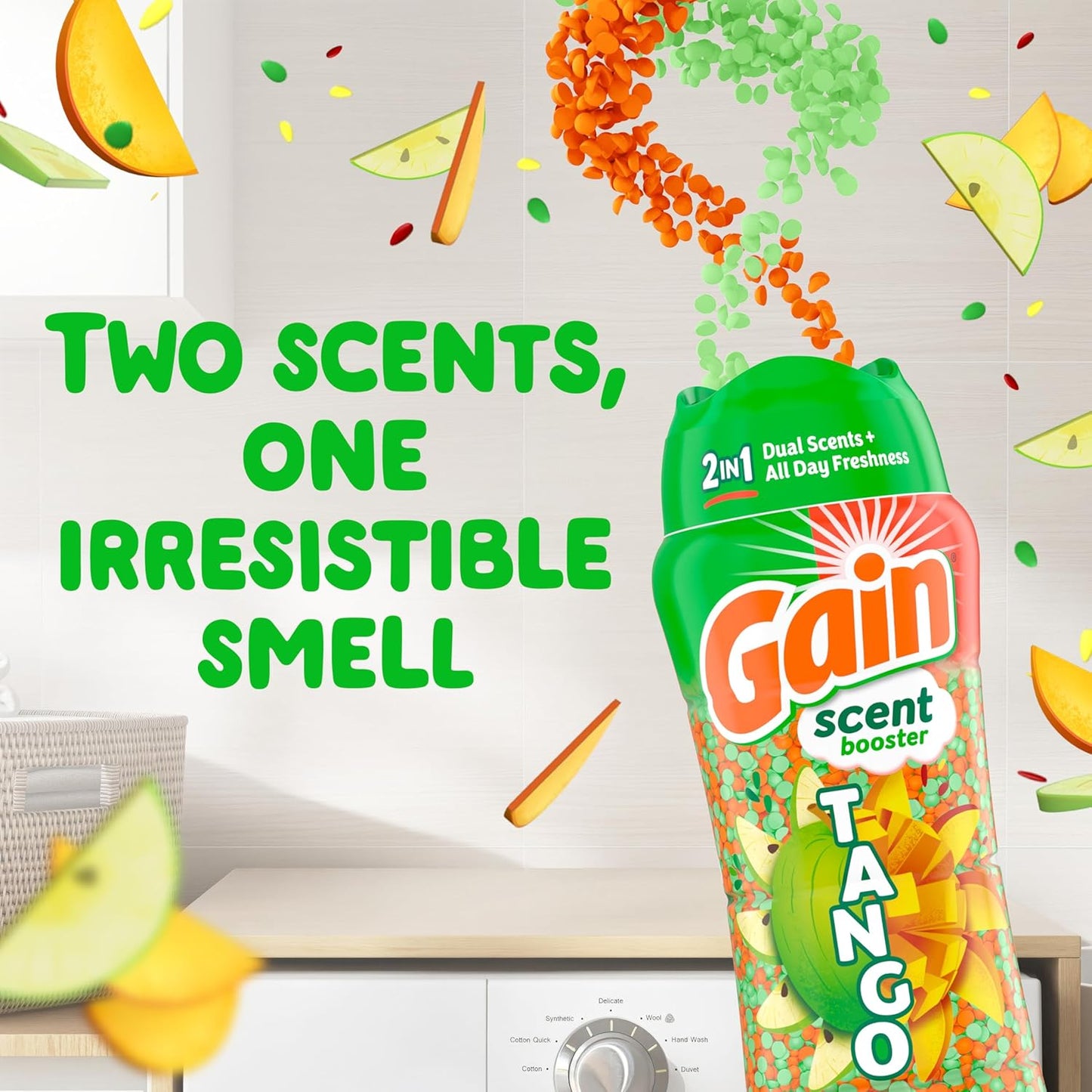 Gain Tango 2-in-1 Laundry Scent Booster Beads, Apple and Mango Scent, 21.1 OZ, Laundry Beads with Dual Scents Plus All Day Freshness