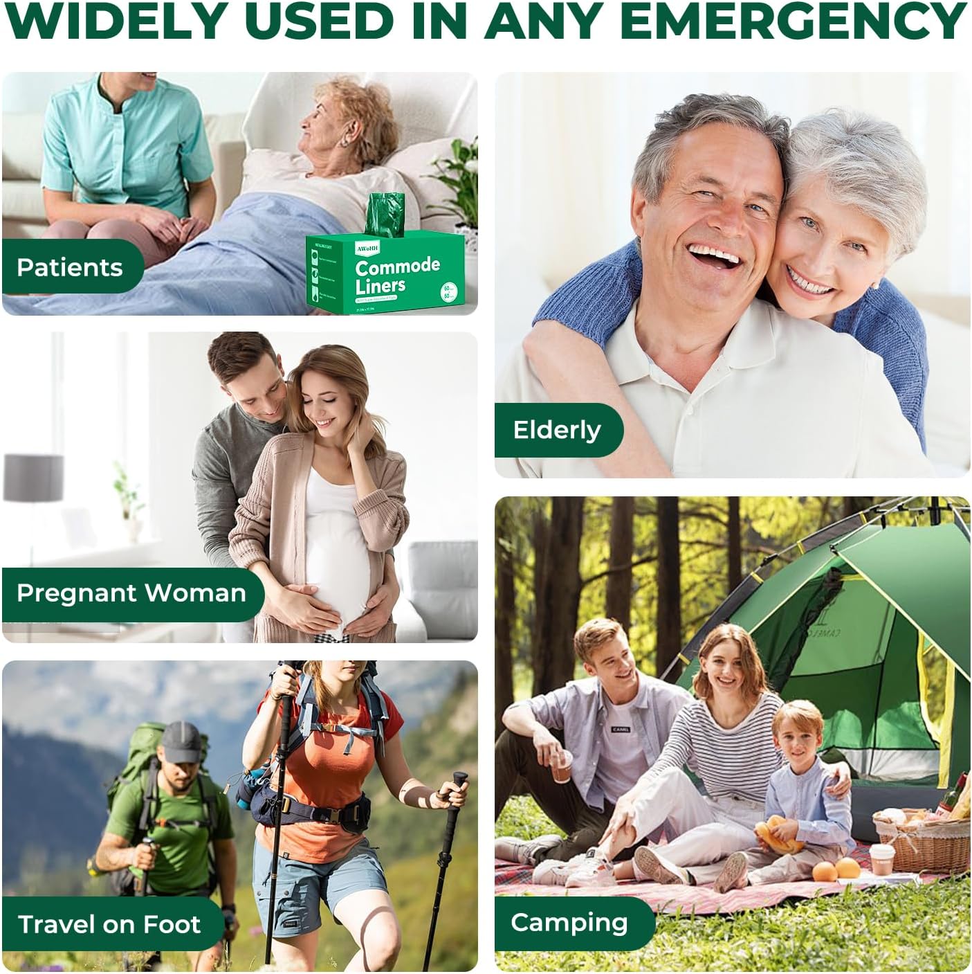 Commode Liners with Absorbent Pads, 120Pack Tear-free Leak-proof Bedside Commode Liners, Universal Disposable Commode/Bed Pan Liners for Bedside Commode, Standard Toilet, Chair Bucket(120Bags+120Pads)