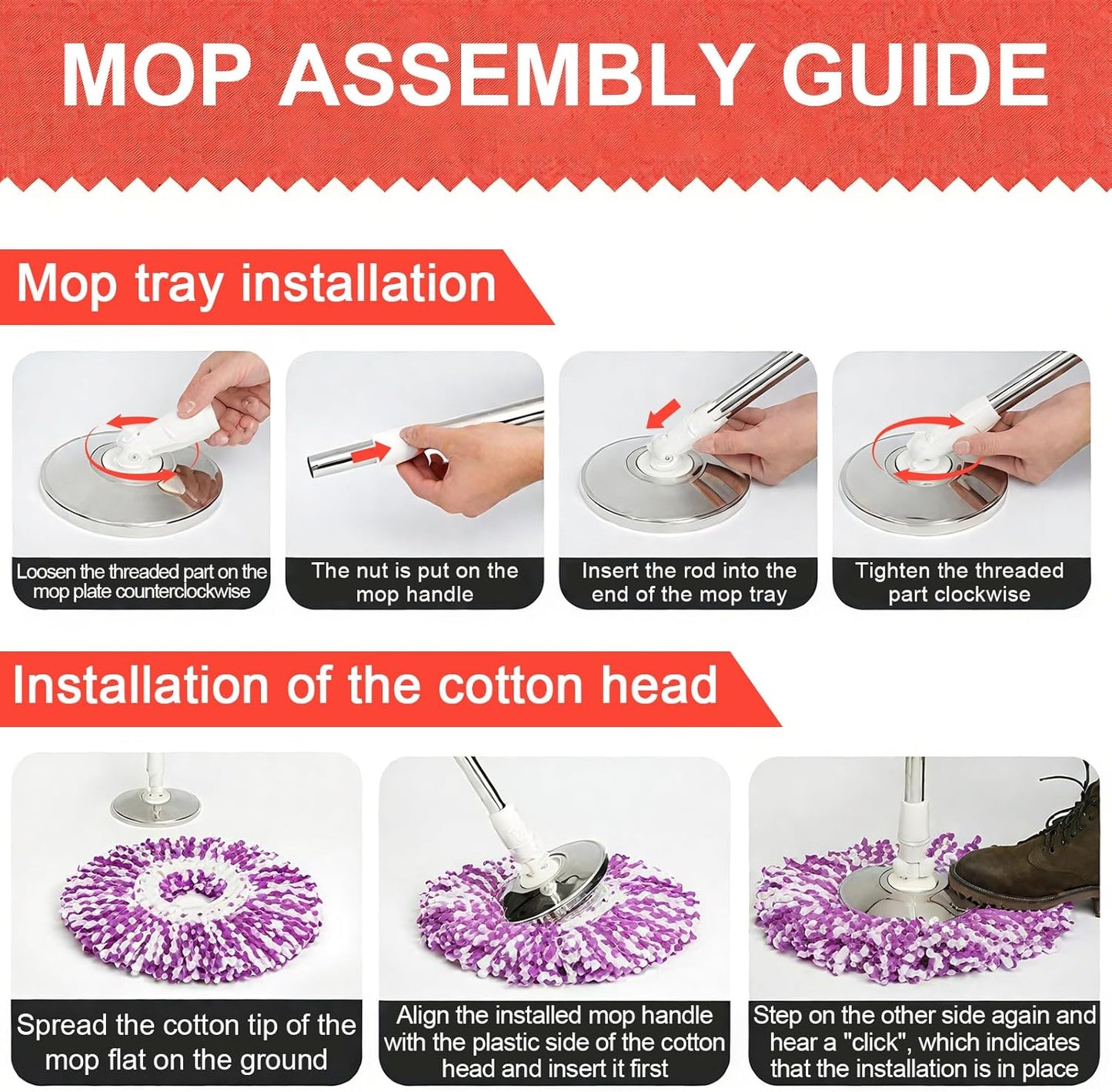 Extended Spin Mop Replacement Mop Handle, Upgraded 60-inch 360 Degrees Rotating Telescopic Replacement Mop Stick for Spin Mop Bucket Cleaning System (Stainless Steel Disc, Khaki)