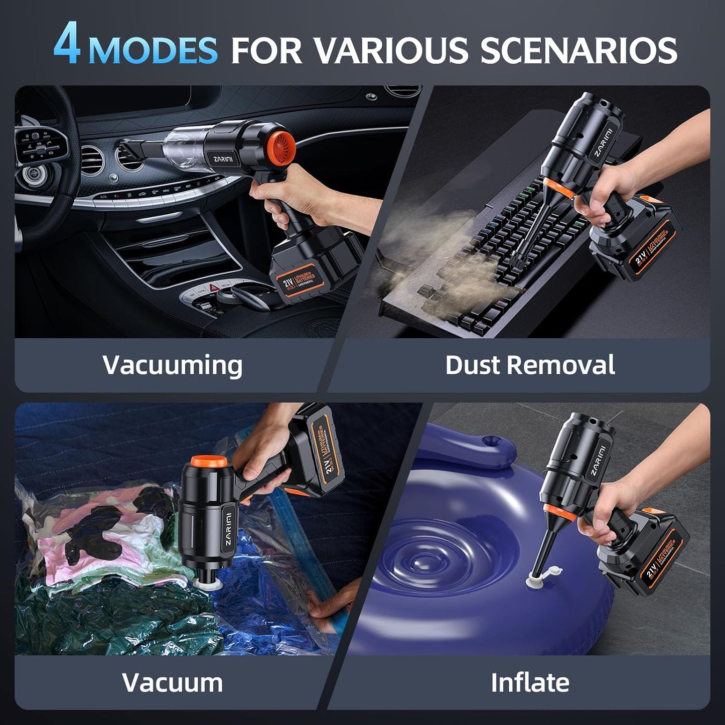 Car Vacuum Portable Cordless, 40000Pa High Power Dust Buster, 6-in-1 Handheld Vacuum Cleaners for Home, Car, Pet Hair, Keyboard, Black