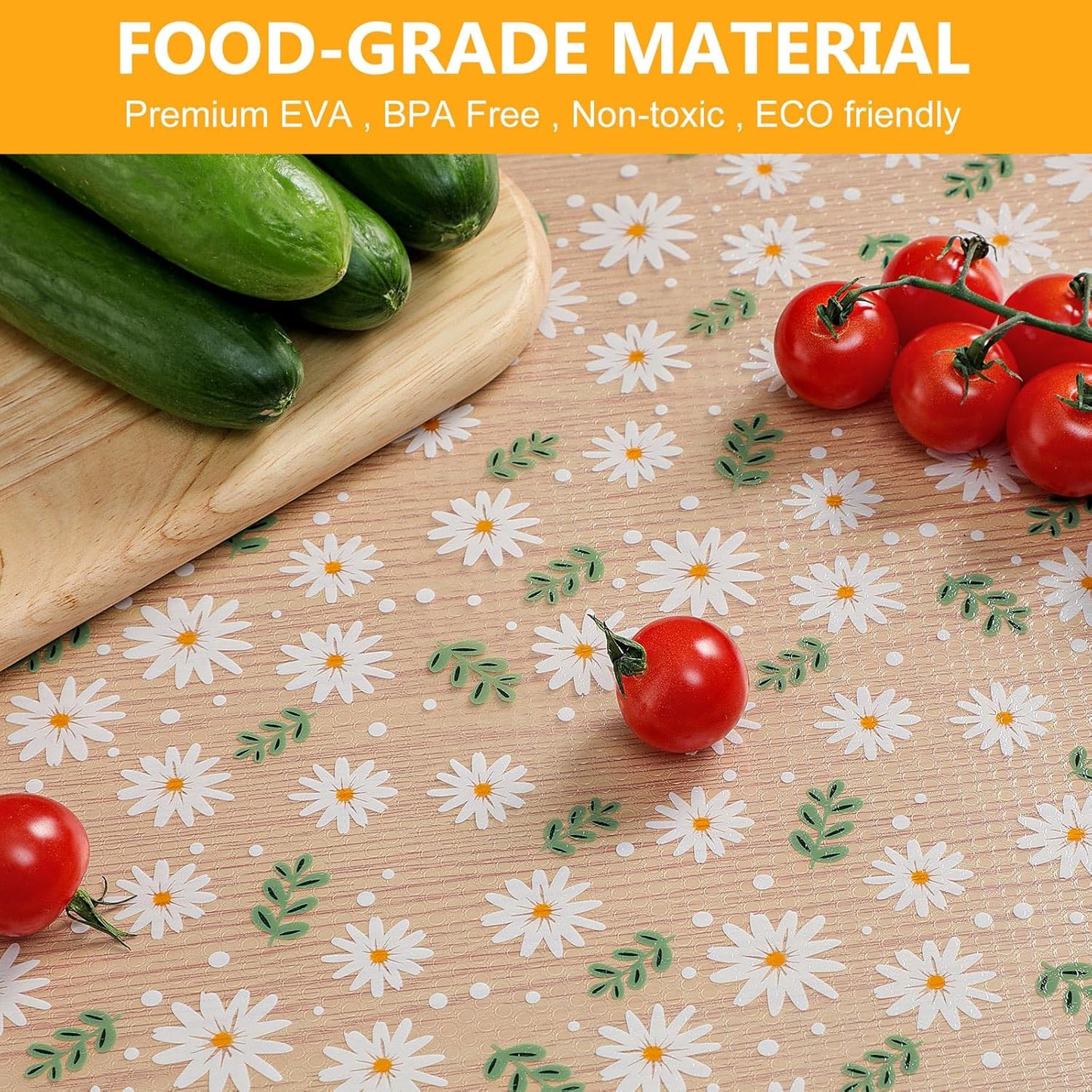 INNOLITES Shelf Liner – Cabinet & Drawer Liner Non-Adhesive – Waterproof Oil-Proof – Durable EVA with Floral for Kitchen Cabinets Refrigerator – BPA-Free, Easy to Cut 17.7" x 197"