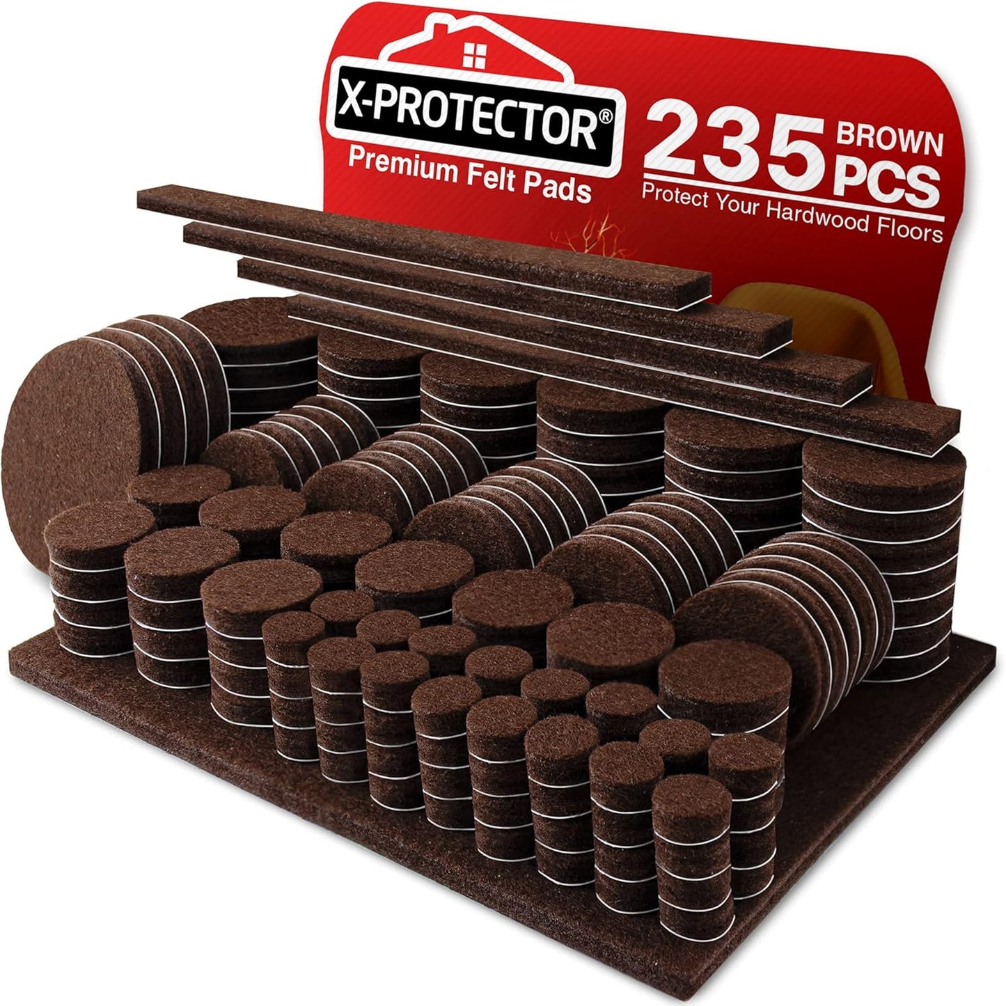 Felt Furniture Pads X-PROTECTOR 235 PCS Premium Furniture Pads - Felt Pads Furniture Feet Best Wood Floor Protectors - Protect Your Hardwood & Laminate Flooring!