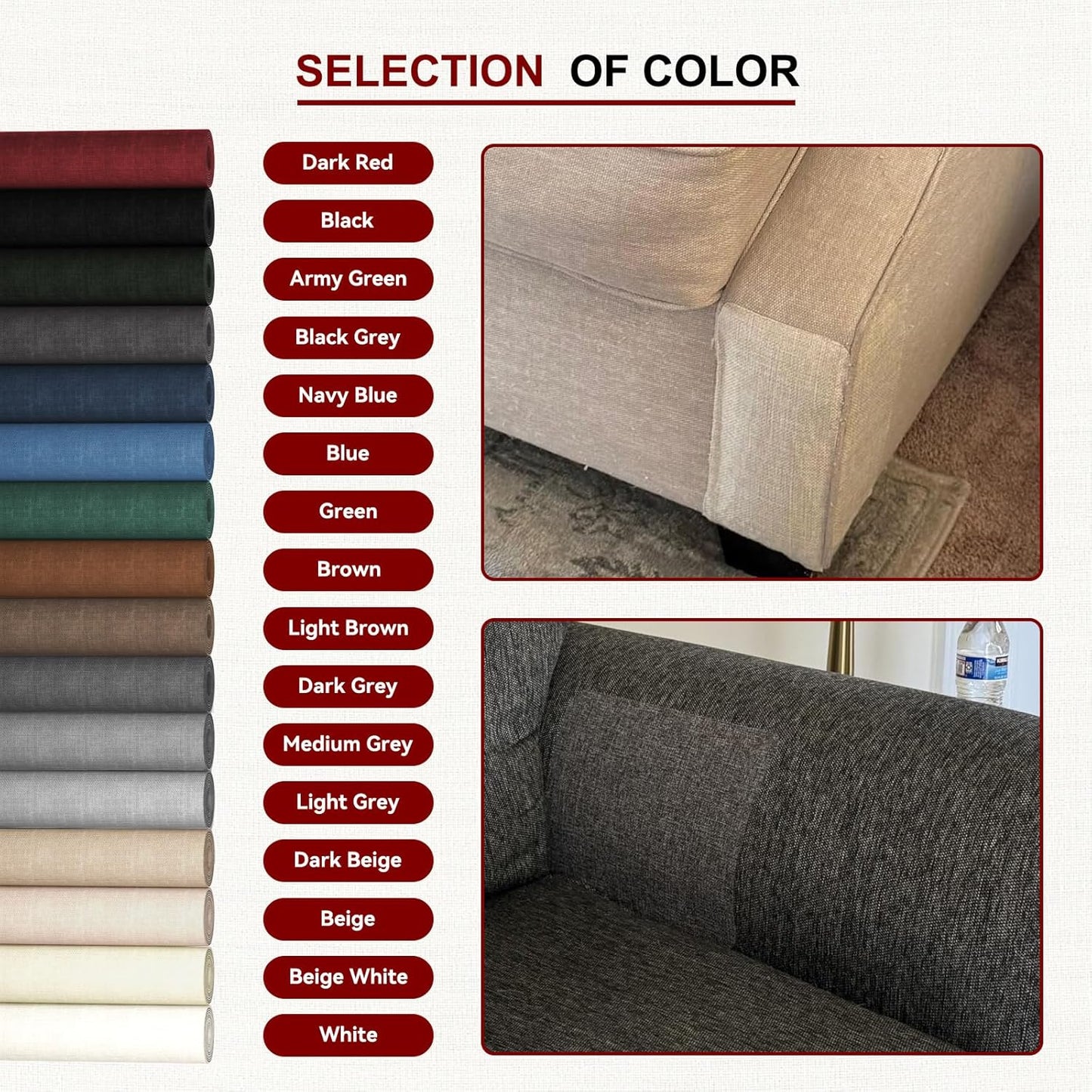 Linen Repair Tape 16x90 inch, Self Adhesive Fabric Patches, Linen Patch Tape Kit, Fabric Repair Tape for Couch Sofas, Headboards, Chairs, Pillows, Curtains, Couches - Dark Grey