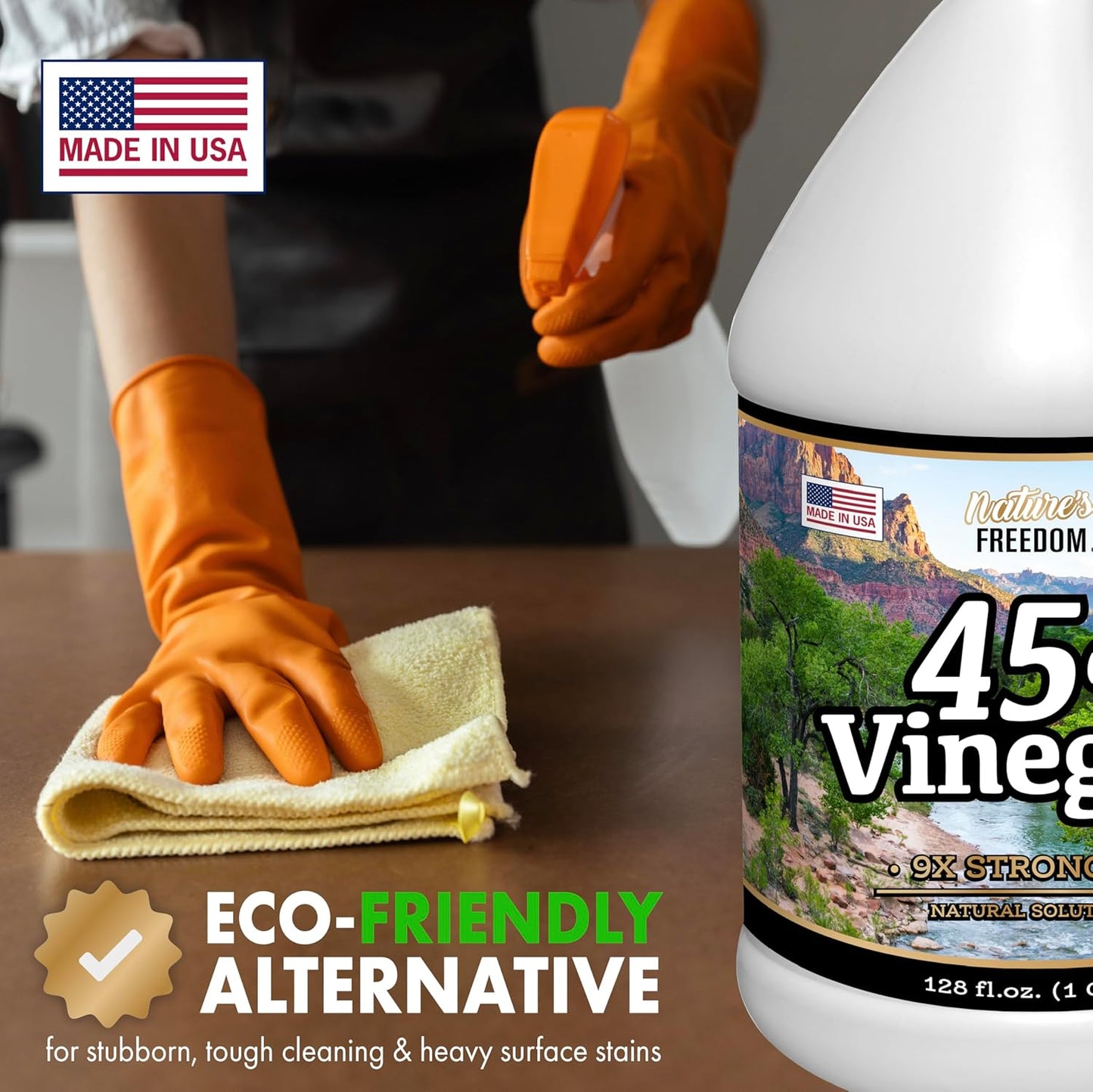 Nature's Freedom 45% Concentrated Vinegar, 1 Gallon - Dilutes to 9 Gallons - 9x Strength Multi-Purpose Solution