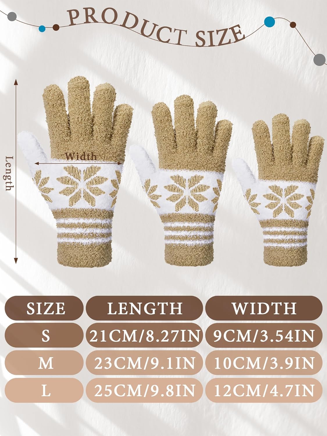 Patelai 3 Pairs Microfiber Plant Dusting Gloves Leaf Cleaning Gloves for Indoor Plants, Blinds, Furniture, House(Medium,Snowflake Dark Blue, Gray, Khaki, White)