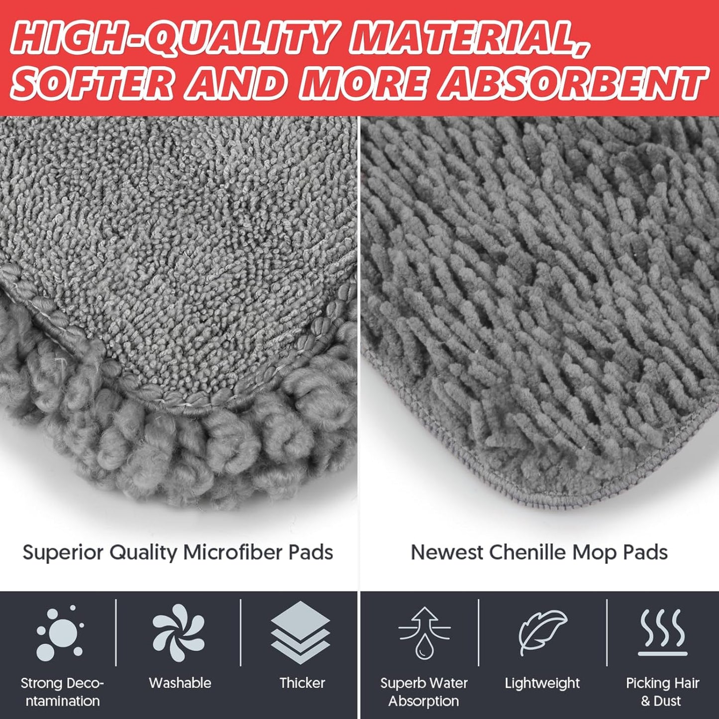 HOMTOYOU Dust Mop for Hardwood Floors: Microfiber Spray Mop for Cleaning Laminate Wood Tile Home Kitchen - 3 Washable Reusable Pads & 1Pcs 400+ML Refillable Bottle