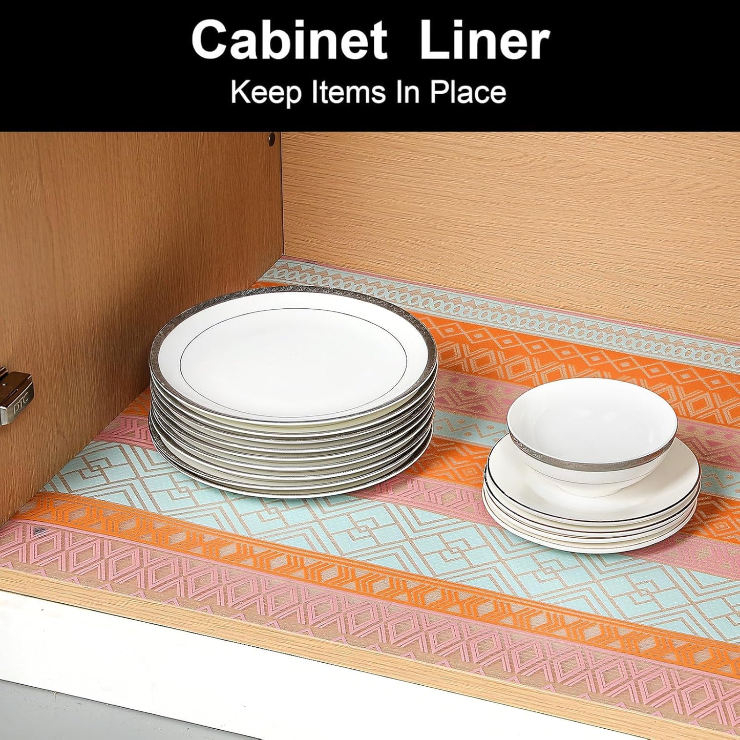 Cooyes Drawer and Shelf Liner, Non-Adhesive Shelf Liners for Kitchen Cabinets, Thick Strong Grip Mats for Desk, Shelves, Bathroom Drawers, Fridge, Cabinet Protection