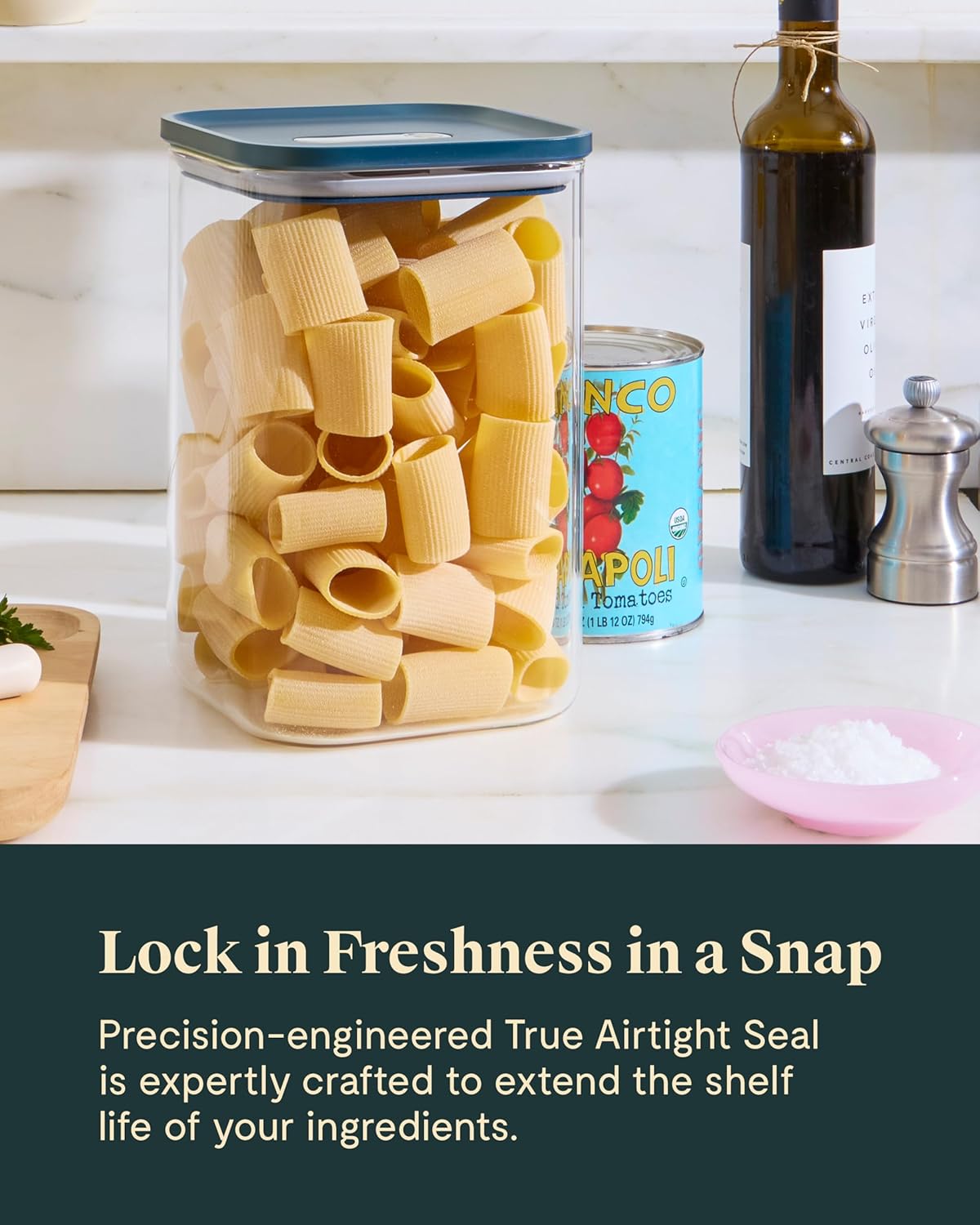 Caraway 4qt Glass Airtight Food Storage Container with Lid – Non-Toxic, BPA-Free Kitchen Storage Container – Stackable, Space-Saving Airtight Container for Dry Goods and More - Mist