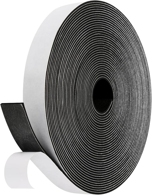 Weather Stripping Door Seal Strip (4/5 Inch X 1/16 Inch X 32Feet), Strong Adhesive, Lightproof, Soundproof, Weatherproof Foam Tape Insulation for Sliding Door, Front Door Frame, Windows- Black