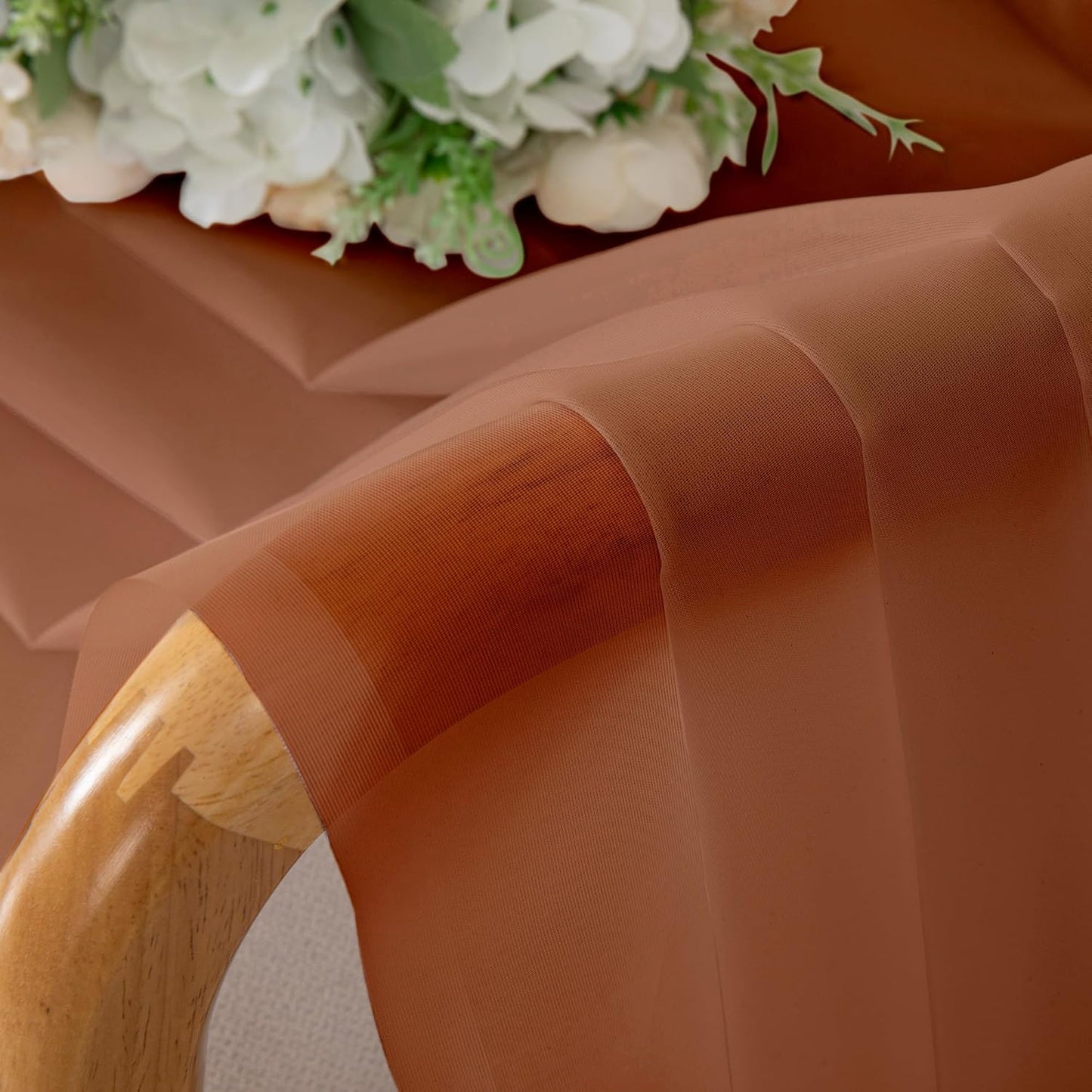 Chyhomenyc Sheer Orange Curtains 90 inches Long 2 Panels, Light Filtering Soft Airy Solid Elegant Voile Window Treatment Drapes for Bedroom Living Room Wedding Party Decor, 42 Wx90 L Inches