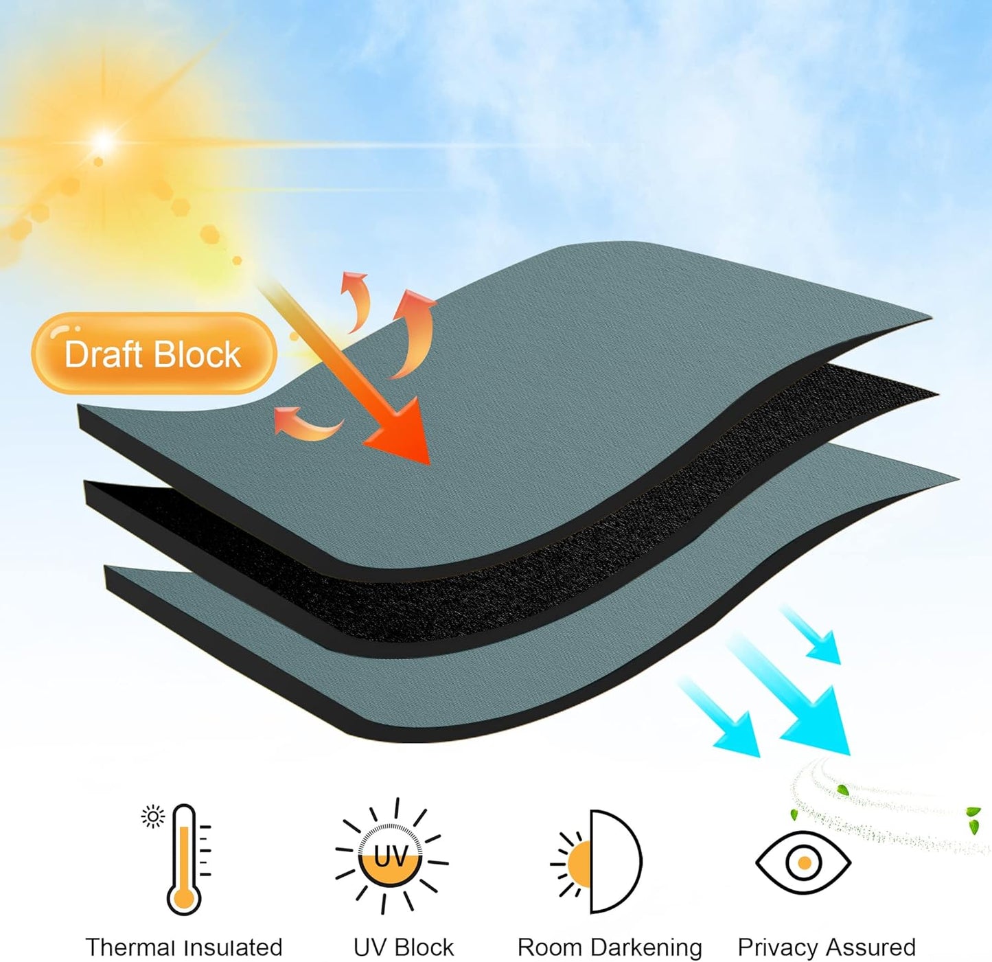 RYB HOME Blackout Curtains for Bedroom, Privecy Thermal Insulating Energy Saving Window Curtains for Bathroom Kitchen Kids Nursery, Wide 42 x Long 45, Teal Blue, 2 Panels