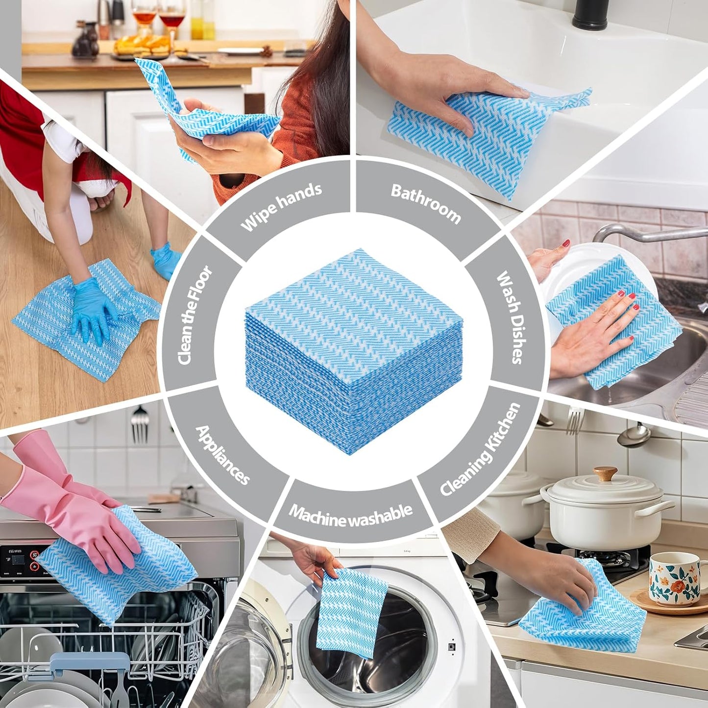 Disposable Cleaning Cloths Dry Handi Wipes Reusable Dish Cloths Multi Use Reusable Cleaning Towels,Machine Washable J Cloth,Heavy Duty Handy Wipes 13.7" X 15.7" 80 Count
