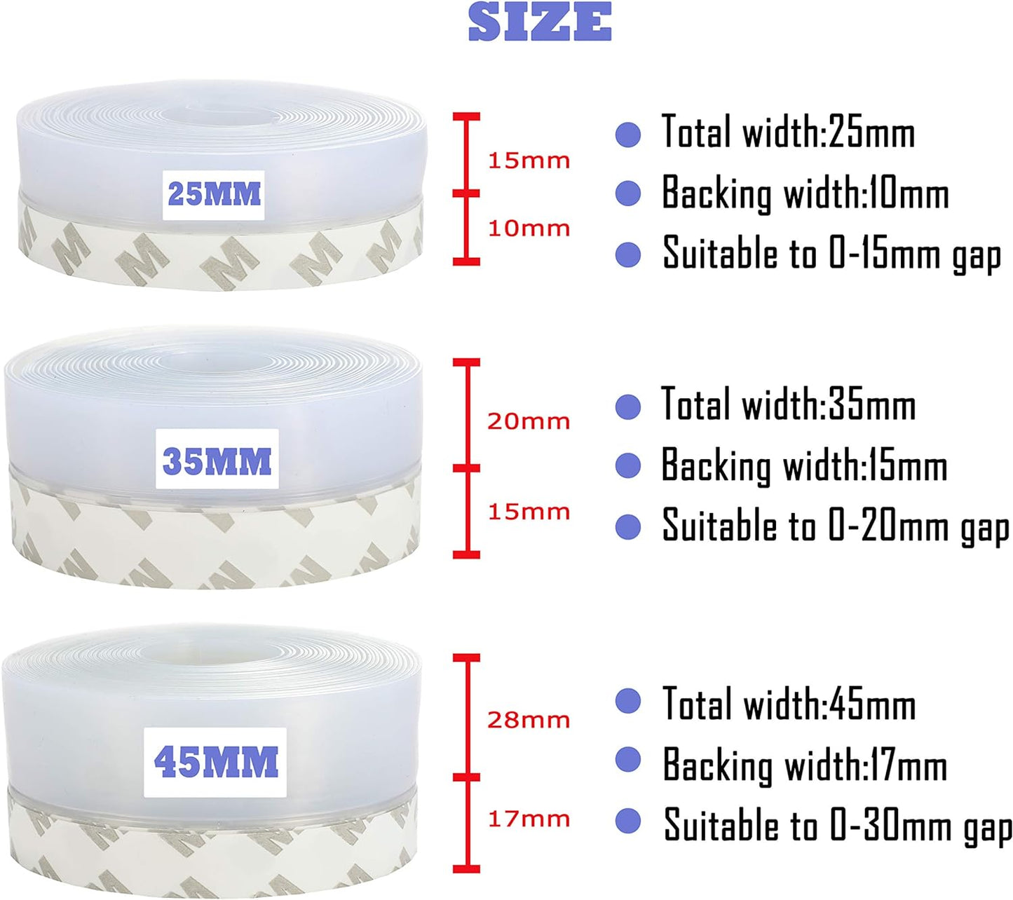 Weather Stripping Door Seal Strip,Door Strip Bottom for Doors Silicone Sealing Sticker Adhesive for Doors and Windows Gaps of Anti-Collision Silicone 5M/16FT (25MM, Transparent)