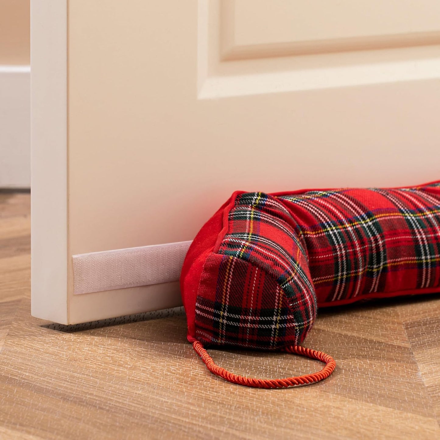 Sunolga 38" Door Draft Stopper Blocks Hot and Cold Air with Removable Washable Cover for Gaps Up to 3", Wind and Noise Seal and Door Sweep for Bottom of Door, Christmas Home Essentials, Buffalo Plaid