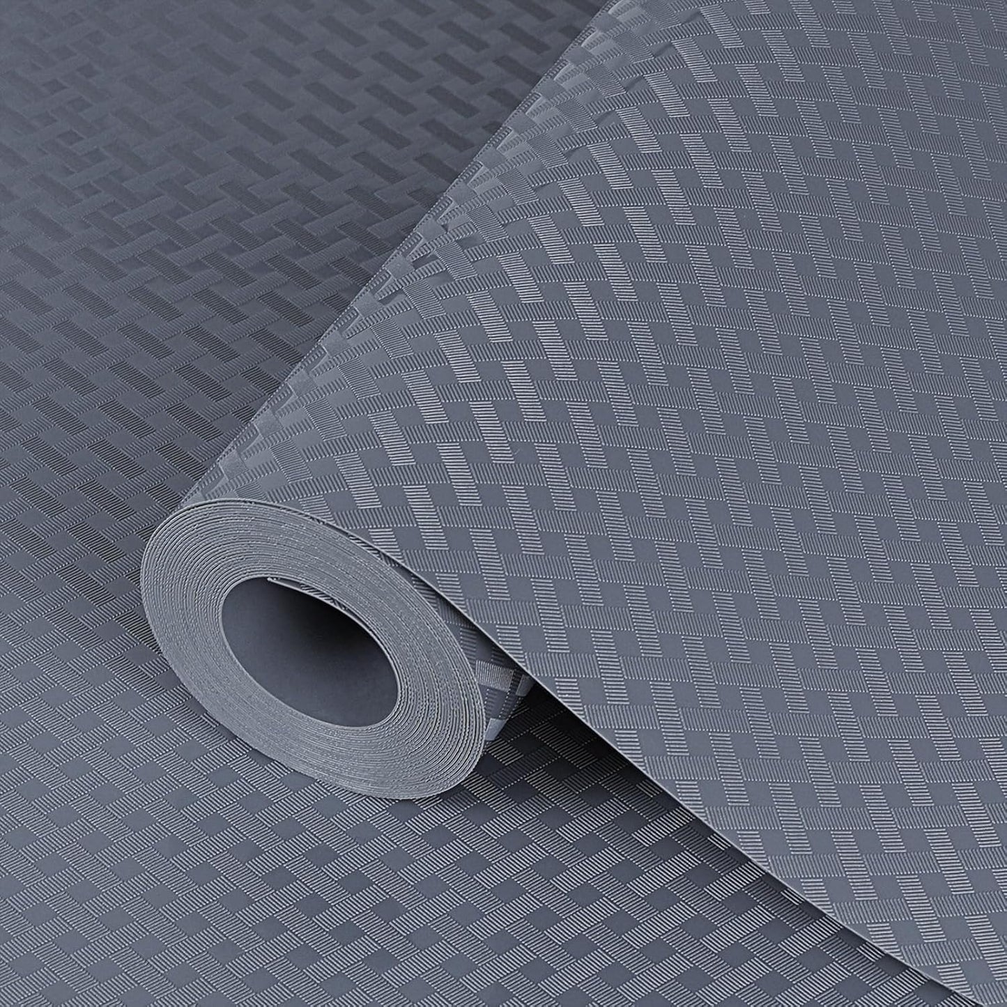 Shelf Liners 24 in x 20 ft EVA Drawer Mats, Non-Adhesive Cupboard Pad, Kitchen Cabinet Lining Fridge Cushion (Gray Crossed Stripe, 61x610cm)