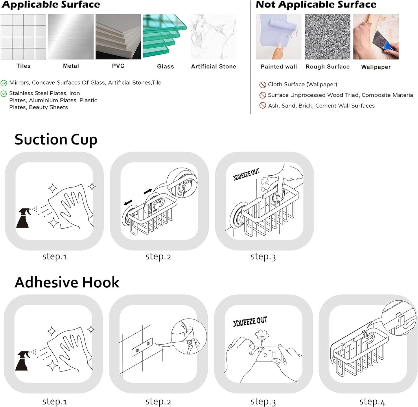 SunnyPoint NeverRust Kitchen Sink Suction Holder for Sponges, Scrubbers, Soap, Kitchen, Bathroom, 6"L x 2.36" W x 2.56"H , Aluminum (Mat Silver, Set of 1)