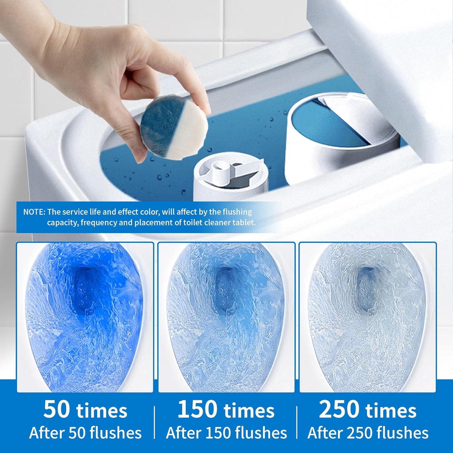 Toilet Bowl Cleaner Tablets, Automatic Toilet Tank Cleaner for Deodorizing & Descaling, Long-Lasting with Sustained Release Technology for Bathroom Cleaners, Blue & White, 20 Packs
