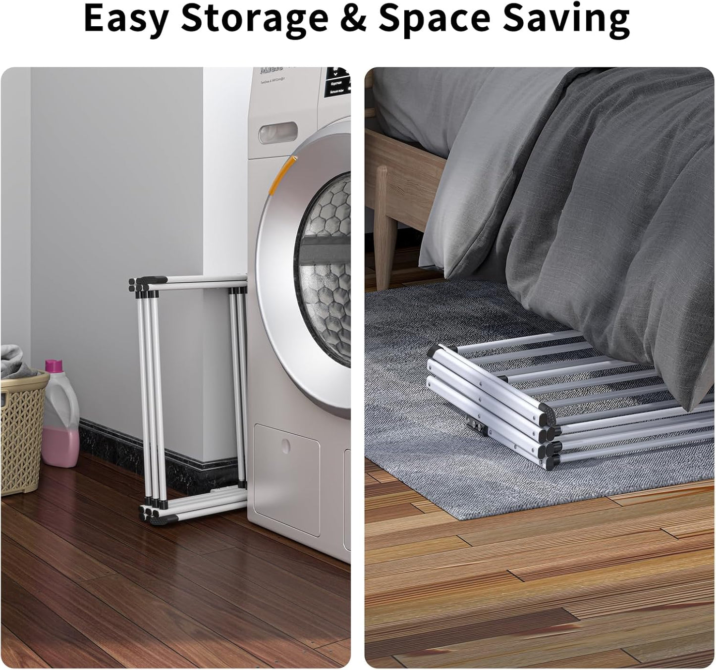 3 Tier Drying Rack Clothing,Foldable Clothes Drying Rack,Space-Saving Design, Indoor & Outdoor Laundry Rack for Drying Clothes,Metal Drying Rack,-White+Black