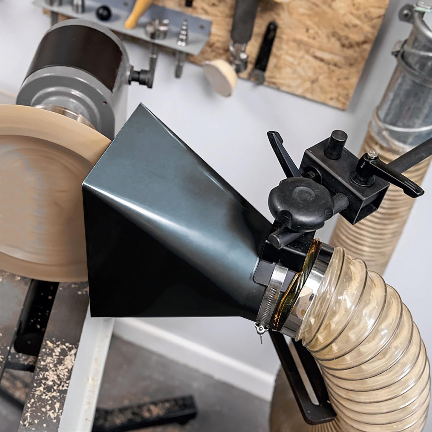 Woodturning Universal Dust Hood for Woodlathe Extraction.