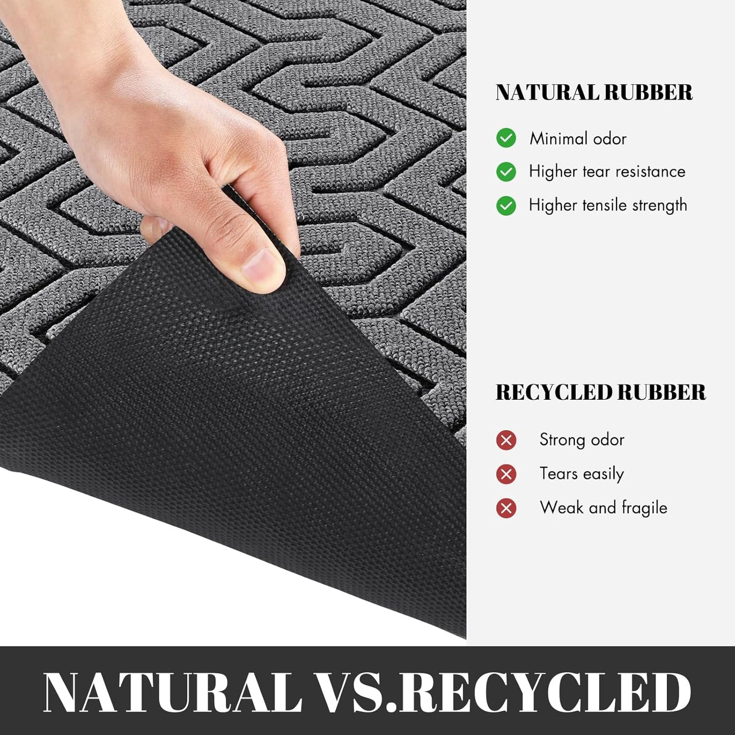 Yimobra Large Door Mat Outside Entrance 47x24, Waterproof Heavy Duty Outdoor Mats for Front Door, Non Slip Rubber Entry Mat for Garage Patio, Easy Clean, Grey