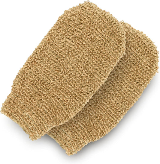 GUARD&MARINE Natural Shower Mitts - Jute Bath Gloves for Skin Exfoliation, Mitt Washcloth for Body Scrub and Cleansing - Good for Men and Women - Set of 2 Wash Mittens