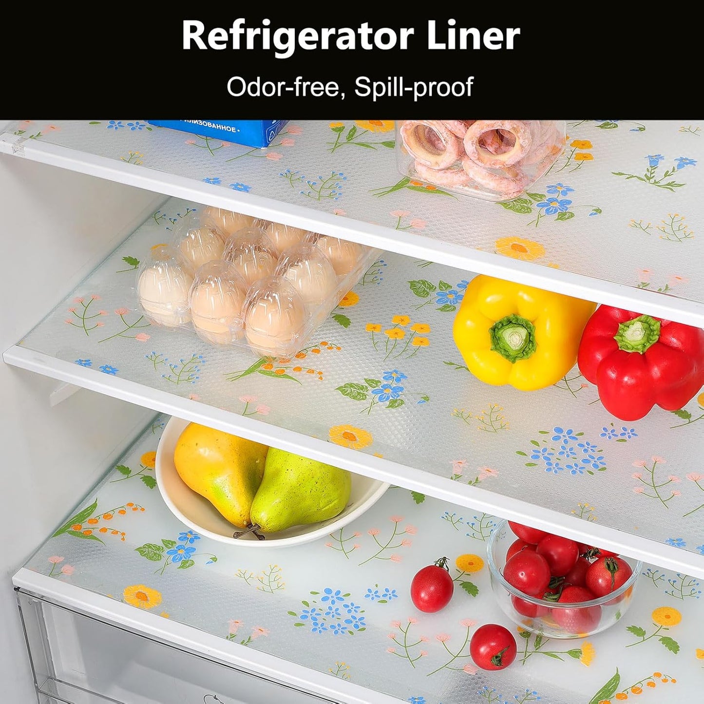 INNOLITES Non-Slip Shelf Liner – Cabinet & Drawer Liner Non-Adhesive – Waterproof Oil-Proof – Durable EVA with Floral for Kitchen Cabinets Refrigerator – BPA-Free, Easy to Cut 23.6" x 236"