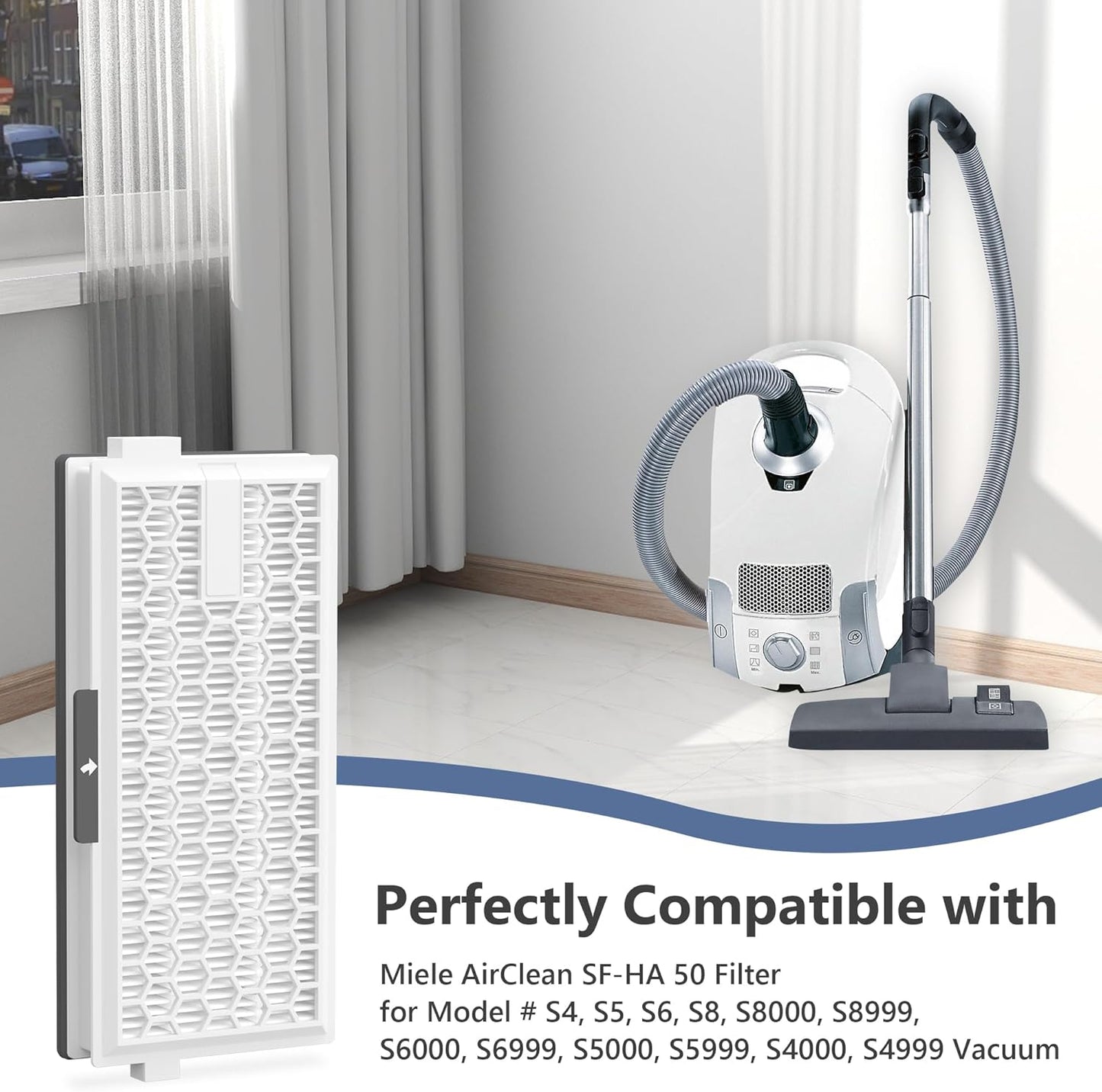 6 Packs GN 3D Airclean Bags Replacement for Miele Complete C2 C3 and S2, S5, S8, S400i Series Vacuums with 2 SF-HA 50 HEPA Filters, 6 AirClean Filter and 6 Pre-motor Protection Filter