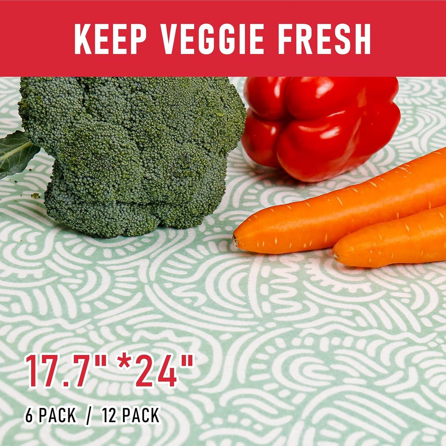 Cooyes Non-Slip Refrigerator Liners for Shelves, 17.7" × 24", 12 Pack, Large Fridge Drawer & Shelf Liners for Kitchen Cabinets Non-Adhesive, Breathable Material, BPAfree, Keep Produce Fresh Longer