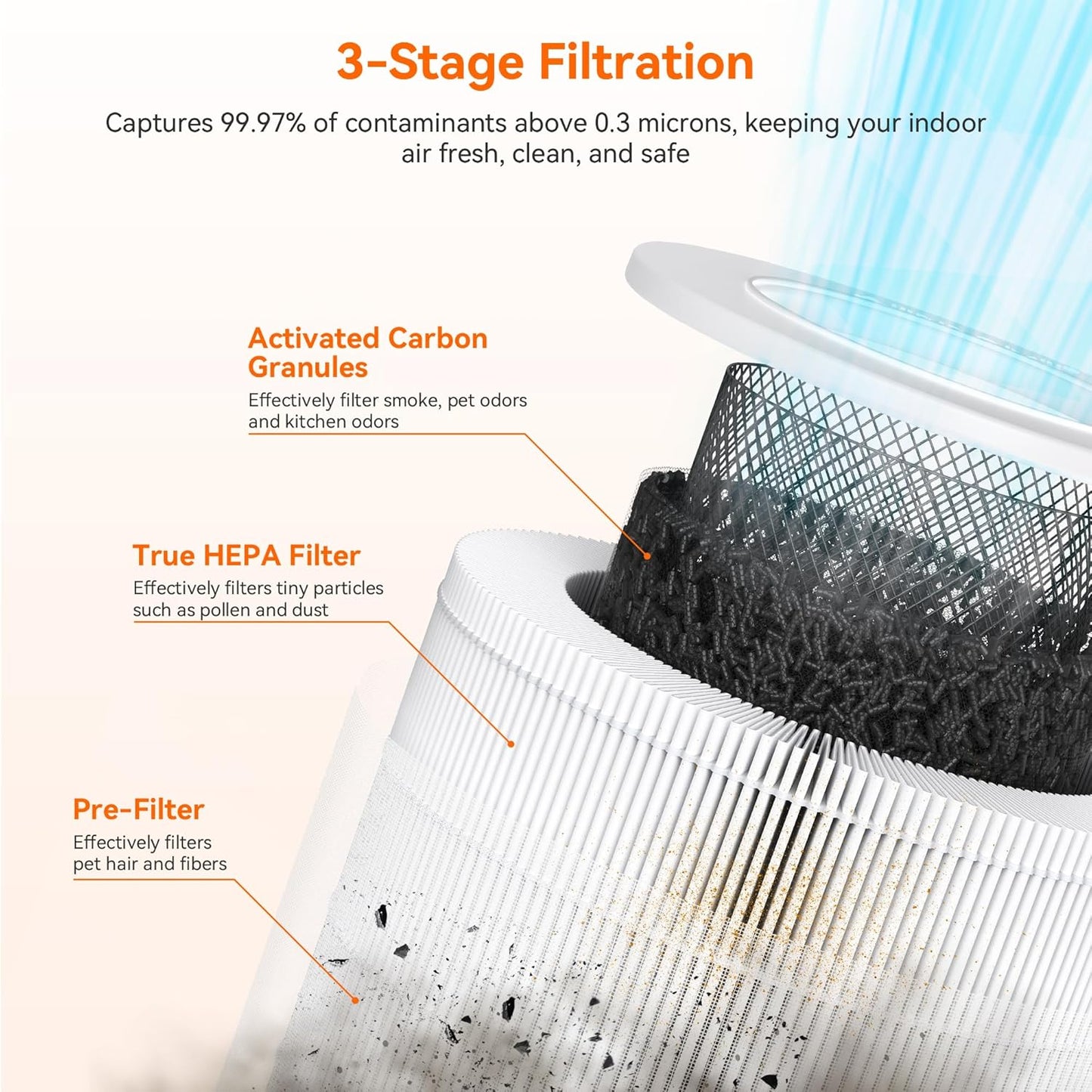 AIRROMI Air Purifiers for Bedroom Home,Up to 658 Ft²,Activated Carbon Filter Cleaner,With Fragrance Sponge for Better Sleep,Night Light,Pet Dander,Allergies,Smoke,Odor,Desktop Air Cleaner A2002 Brown