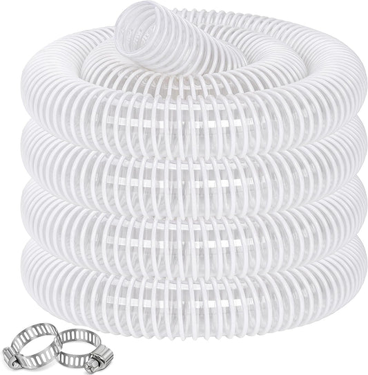 Dust Collection Hose 1-1/2 in × 20 ft Heavy Duty Clear Flexible PVC Reinforced Thicken Helix Suction Discharge Corrugated Pipe Hose for Fume Dust Collector Fitting Wood Chip Saw (1.5 inch hose)