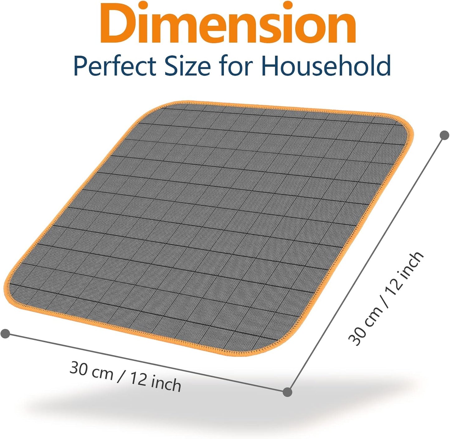 Airlab Carbon Microfiber Towels for Car Glass Window Polishing Cleaning Cloth Auto Detailing Lint Free Streak Free Drying Car Wash Towel, Pack of 3, 12" x 12", Grey-Orange