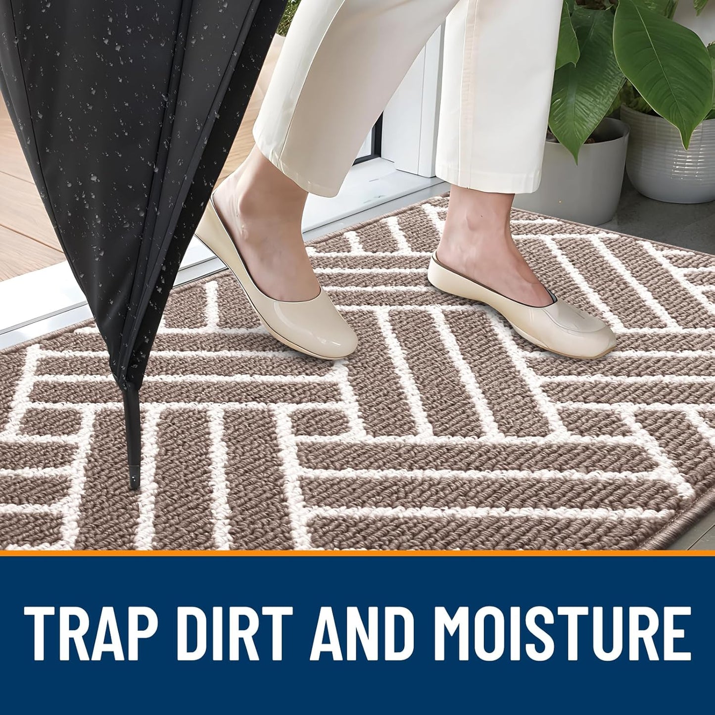 OLANLY Runner Indoor Door Mat, 70x23 Inch, Dirt Resistant and Absorbent, Non-Slip Rubber Backing Floor Mats, Easy Clean Low-Profile Doormat for Entryway, Front Door, and Inside Entrance, Brown