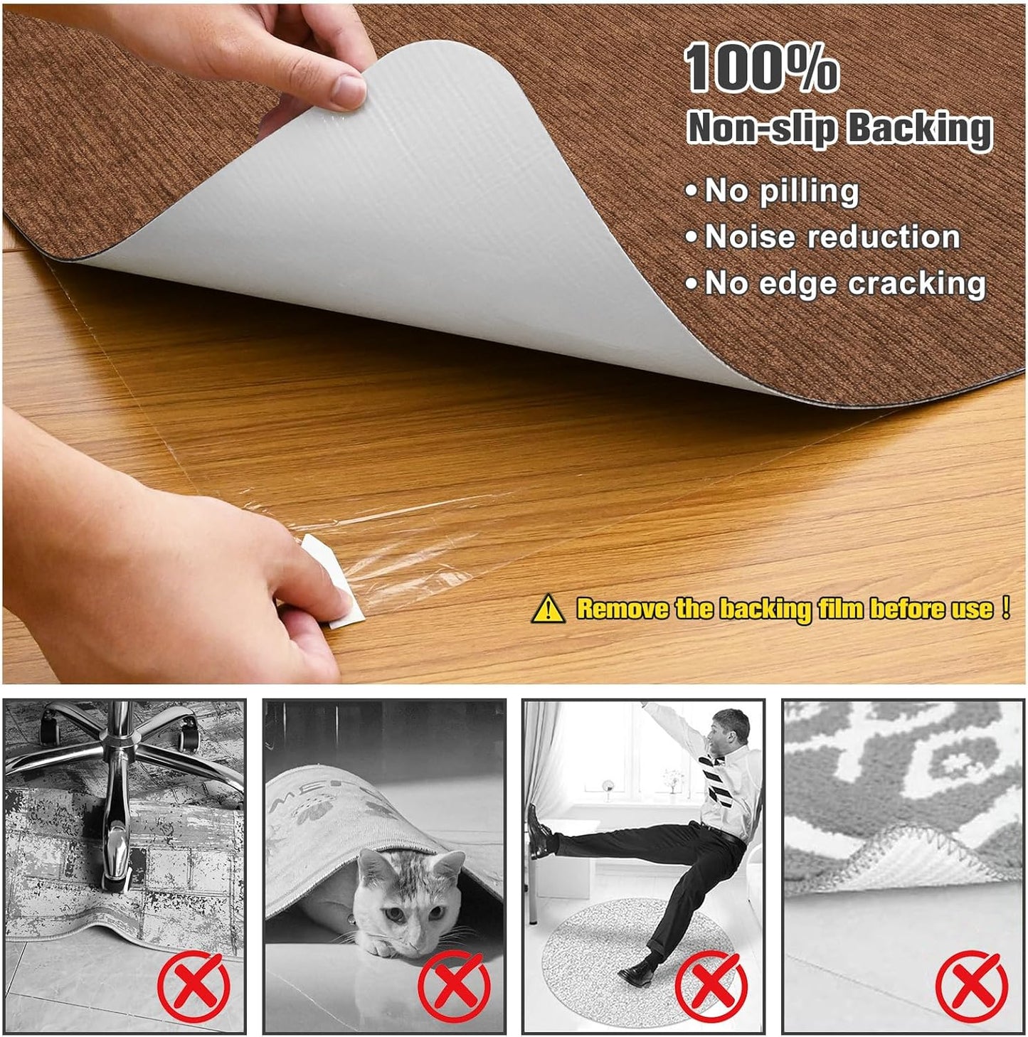 Placoot Desk Chair Mat for Hardwood Floor Corduroy Surface 1/6" Thick 55"x35" Office Chair Mat for Rolling Chairs-100% Large Anti-Slip Backing Under Desk Low-Pile Office Rug Floor Mat for Office/Home