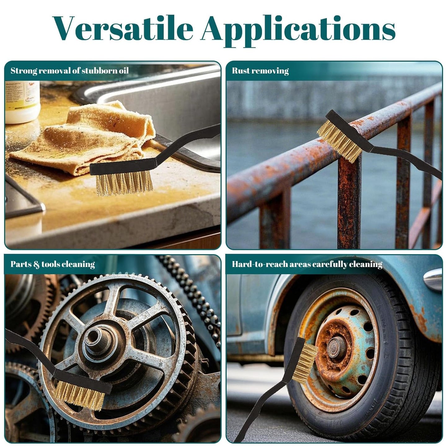 20 Pcs Mini Wire Brush Brass Brush Set, Curved Handle Masonry Brush Wire Brush for Cleaning Welding Slag and Rust