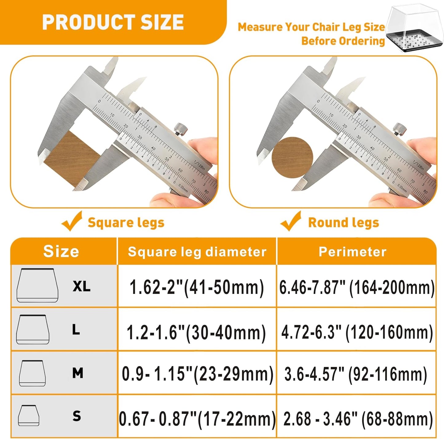 Furniture Sliders,24 PCS Square Chair Leg Sliders for Carpet, Furniture Movers Sliders, Carpet Chairs Furniture Glides, Floor Protectors, Carpet Moving Sliders Easily Move.(Clear,Fit:0.67-0.87").