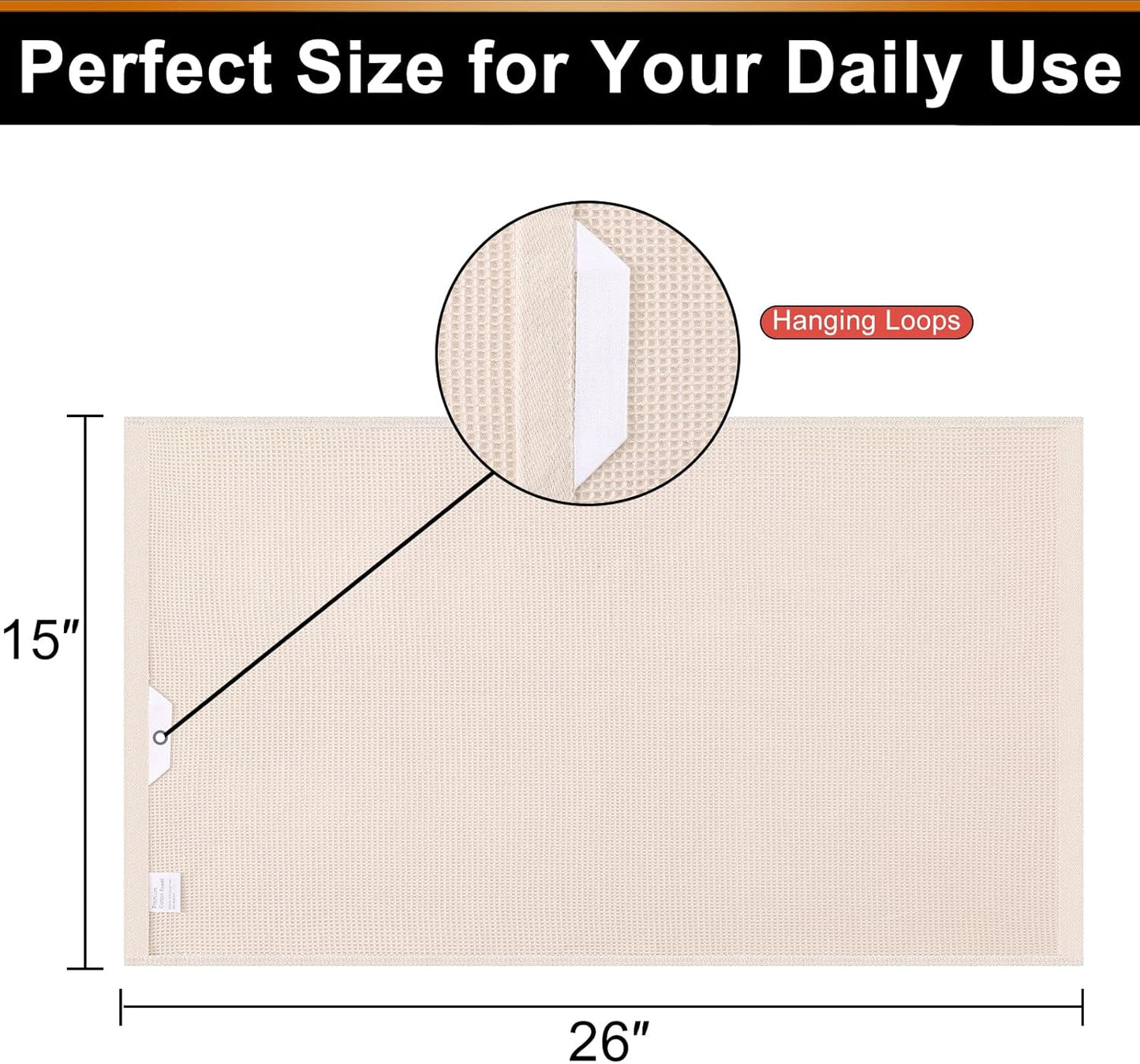 Homaxy 100% Cotton Waffle Weave Kitchen Towels - 8 Pack Soft and Absorbent Dish Towels - 16 x 26 Inches Quick Dry Hand Towels - Beige