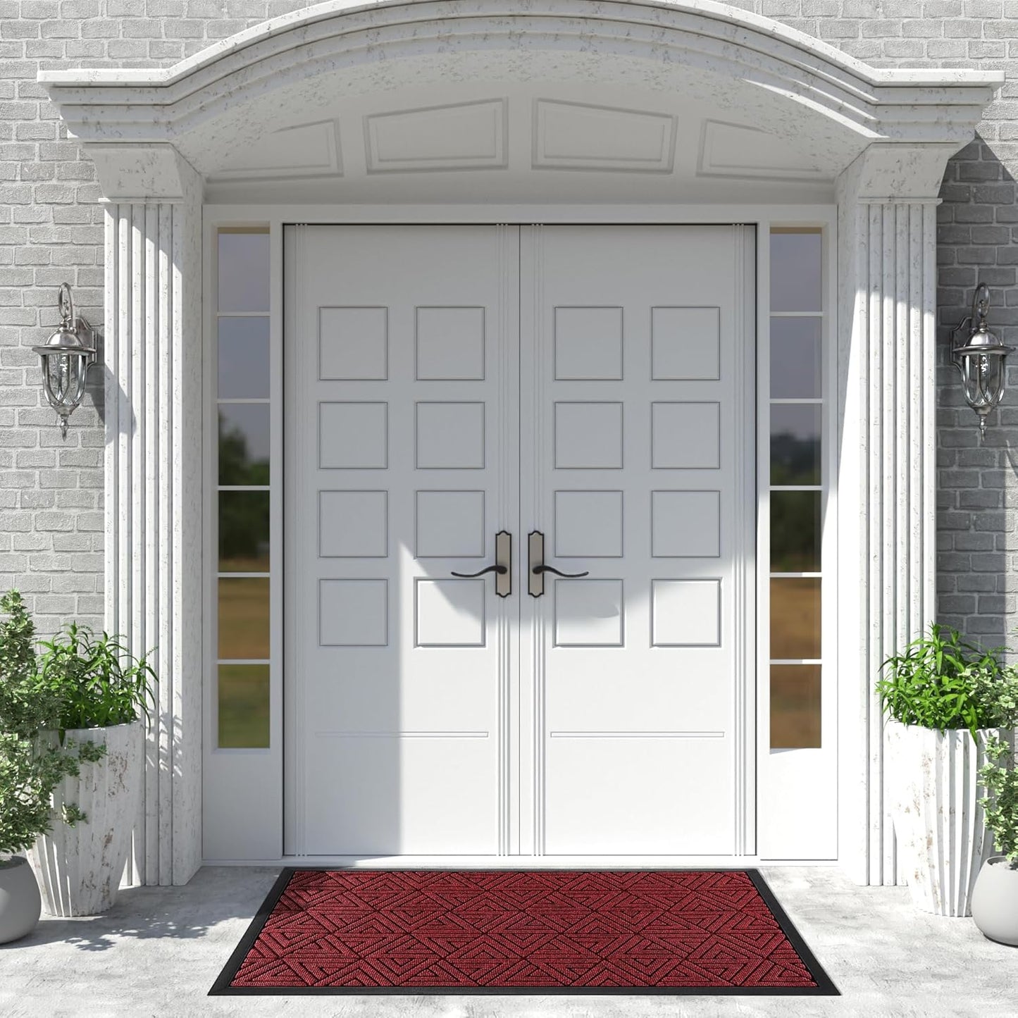 Yimobra Extra Large Door Mat 60x32, All-Weather Waterproof Non-Slip Welcome Matt Outdoor, Heavy Duty Non Slip Doormat for Entryway for Patio and Garage Indoor, Easy Clean, Black Red