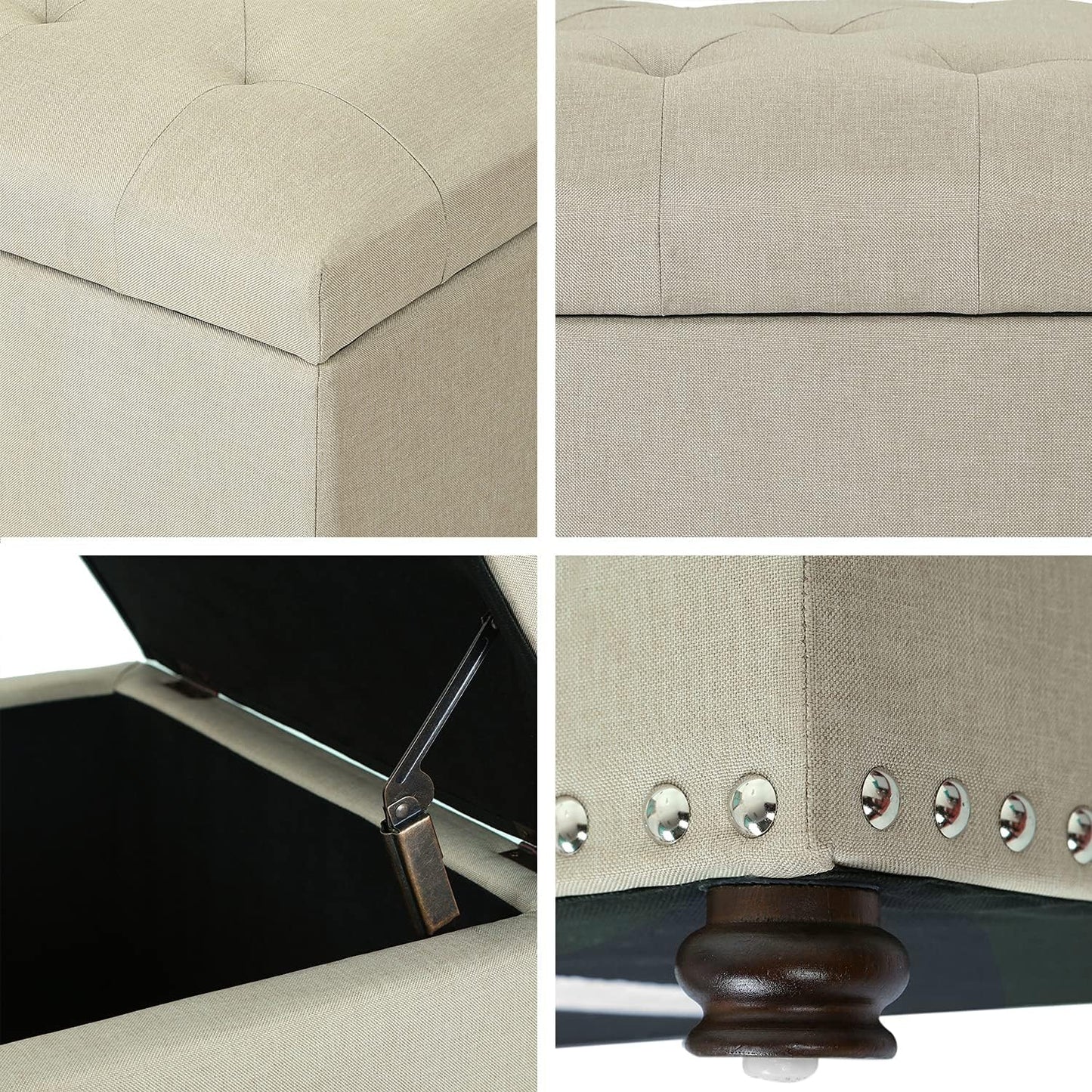 Joveco Storage Ottoman Bench Rectangular Fabric Organization Tufted Footrest for Living Room Bedroom, Upholstered Padded Footstool Coffee Table Seat with Lift Top