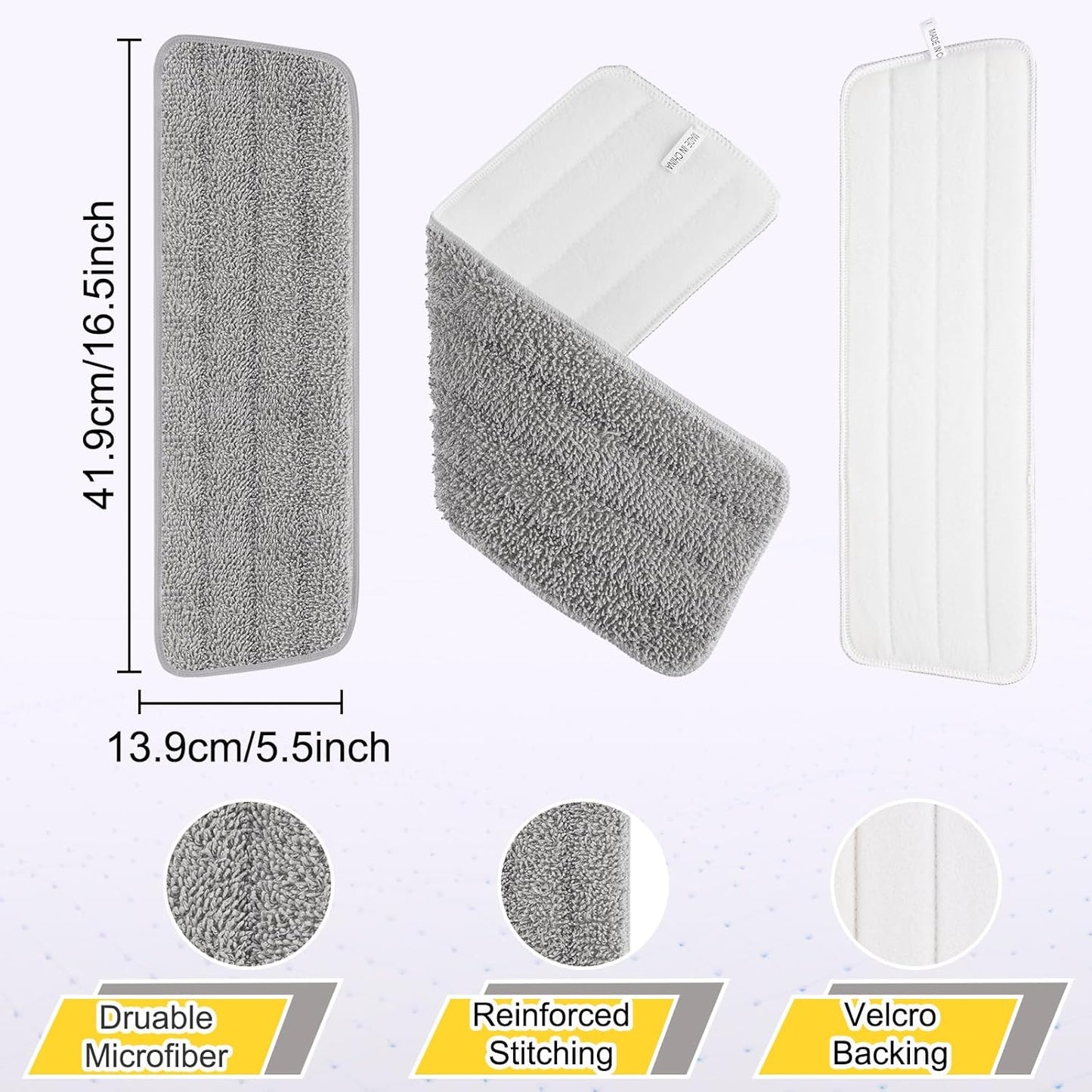 16.5 Inch Reusable Mop Pads Microfiber Spray Mop Replacement Heads for Wet/Dry Mops Compatible with Bona Floor Care System (6 Pack)