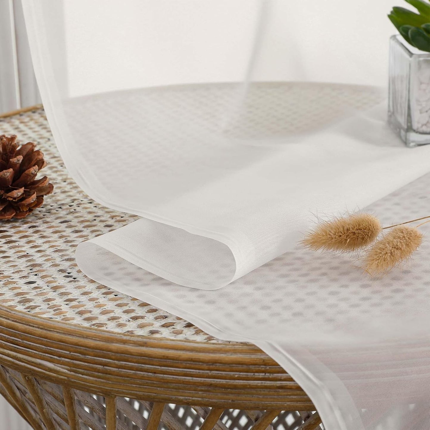 Chyhomenyc Extra Long Ivory Sheer Curtains 120 Inches Long 2 Panels, Light Filtering Ivory Curtains for Living Room, Soft Gentle Voile Rod Pocket Bedroom Window Drapes, 59Wx120L Inch, 10FT, 2PCS