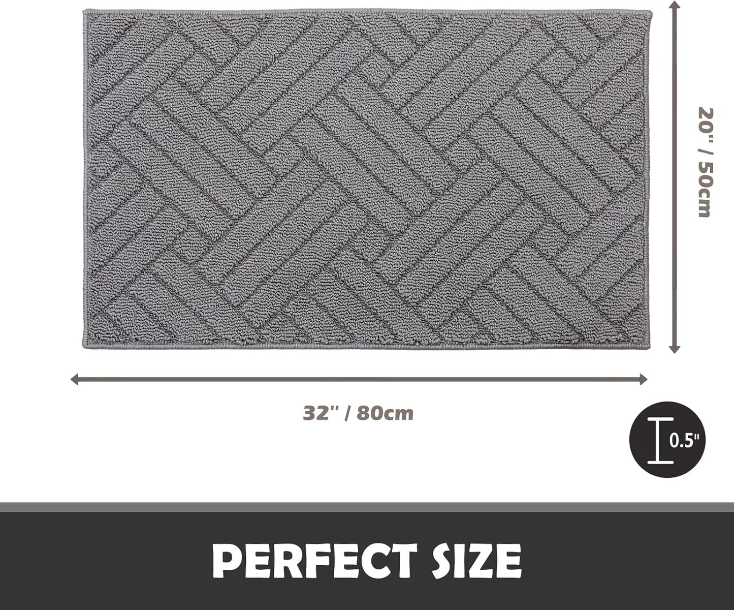Door Mat Indoor, Non-Slip Rubber Backing Entry Rug & Door Mats, Low-Profile Entryway Rugs, Absorbent Resist Dirt Doormats Machine Washable Inside Floor Door mat,Grey 20"x31.5"