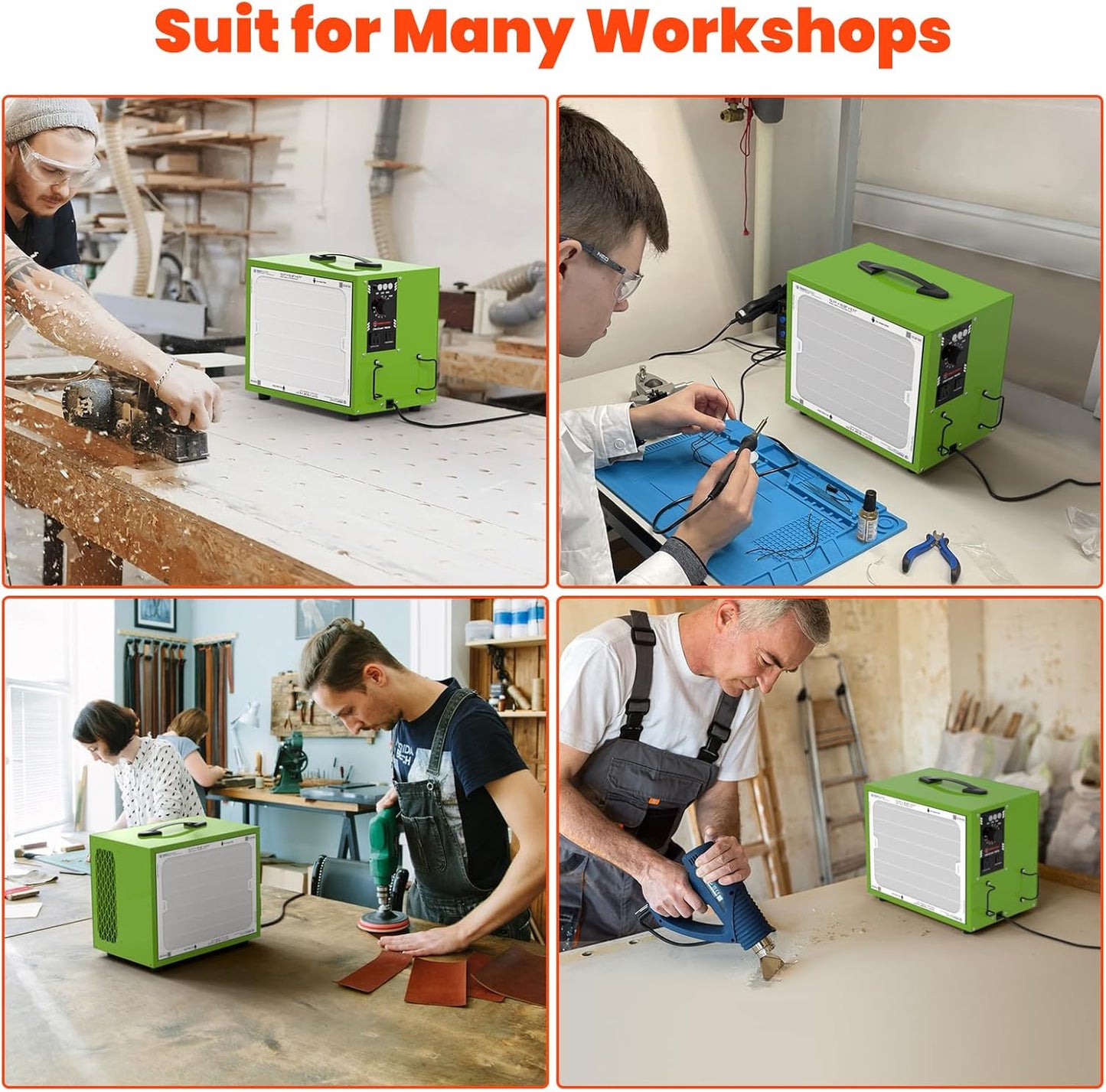 Abestorm Tabletop Dust Collector for Woodworking, Portable Intake Air Filtration Systems, Movable Air Filter with Timer Function, Ideal for Garage Works Shop and Room Renovations