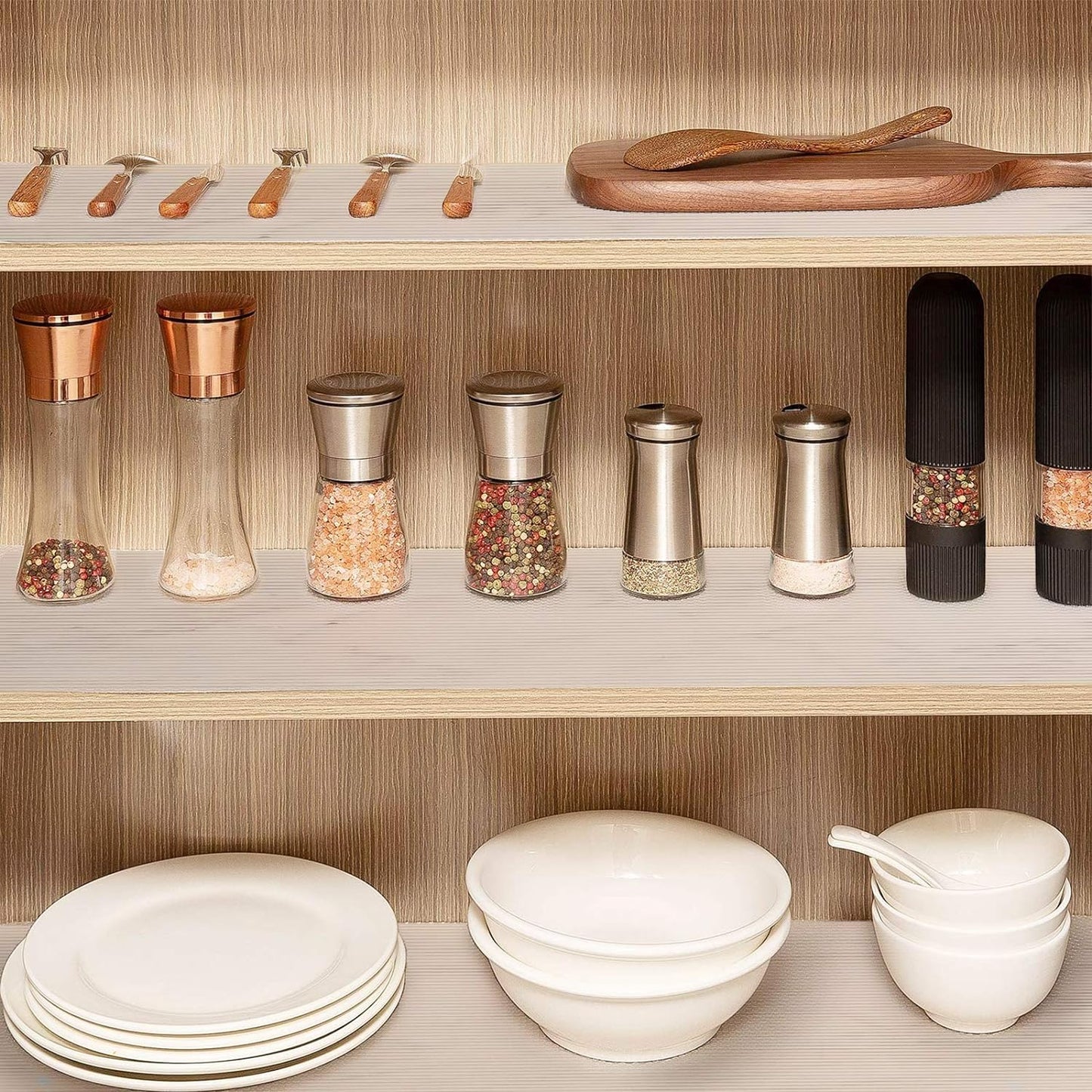 Glotoch Non Adhesive Clear Shelf Liners for Kitchen Cabinets 12" x20FT, Non Slip Drawer Liners for Dresser, Waterproof Cabinet Liners for Shelves/Dresser/Refrigerator/Bathroom