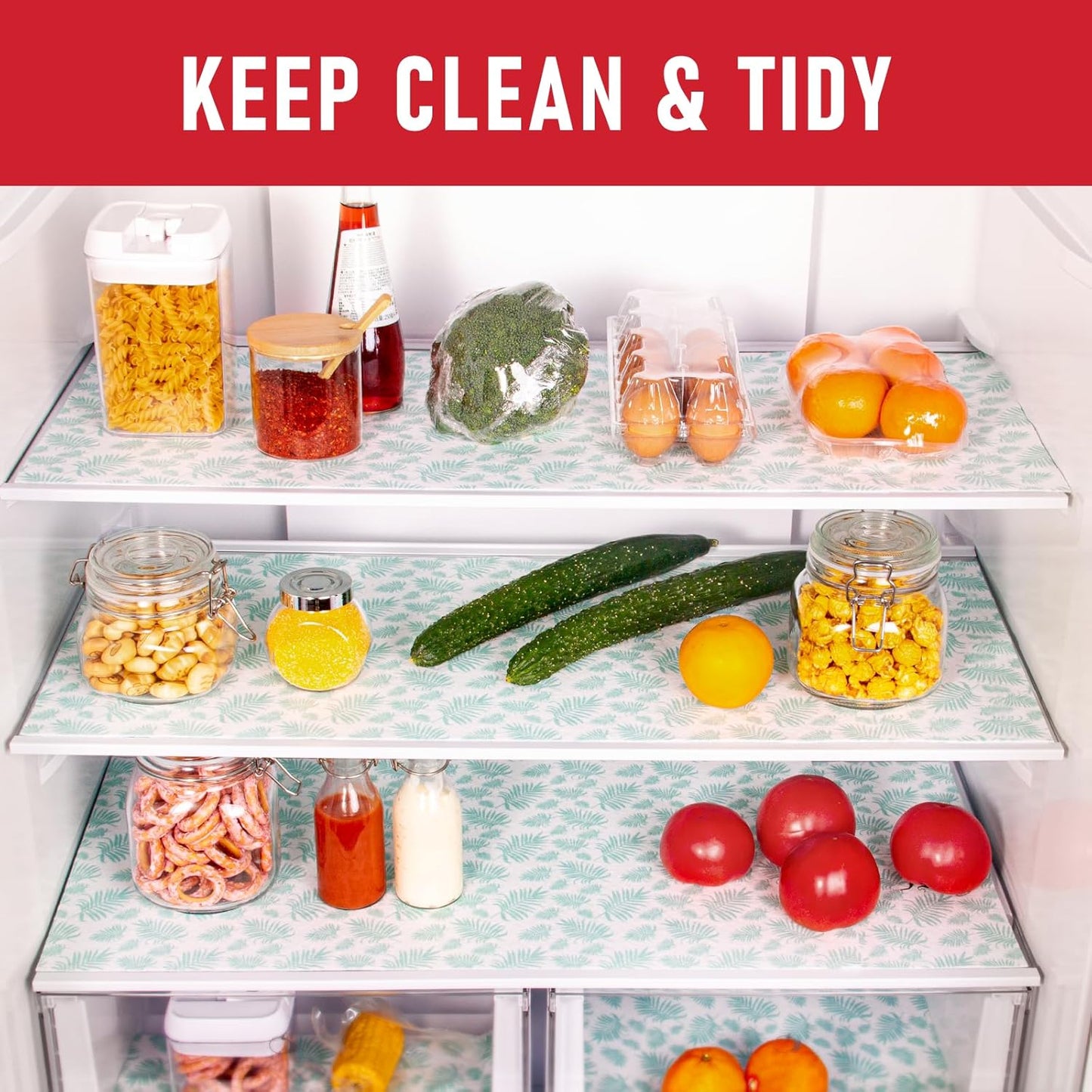 Cooyes Drawer and Shelf Liner for Kitchen Cabinets, Cloth Material, Non Slip Refrigerator Liners Washable, Fridge Mats for Glass Shelves and Bins, 6 Pack, 12" × 24"