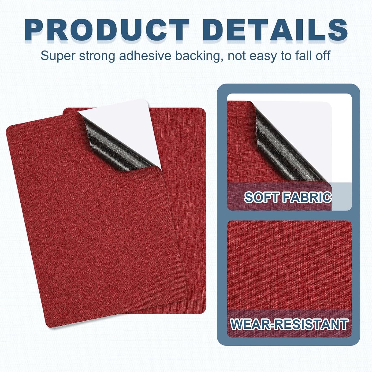 PATIKIL 8x11 Inch Linen Repair Patches, 2Pcs Self-Adhesive Fabric Patch for Sofas Tote Bags Furniture Car Seats Clothes Tents, Red