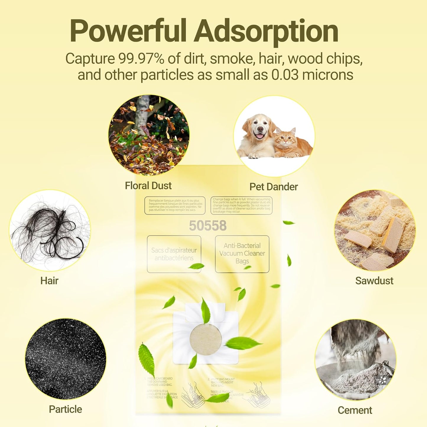 50558 Vacuum Cleaner Bags Replacement for Kenmore Canister Type C/Q 5055, 50555, 50557, 50558 and Pana·sonic Type C-5, C-18, 200 Series, 400 Series, 600 Series, 800 Seires Vacuum - 12 Pack