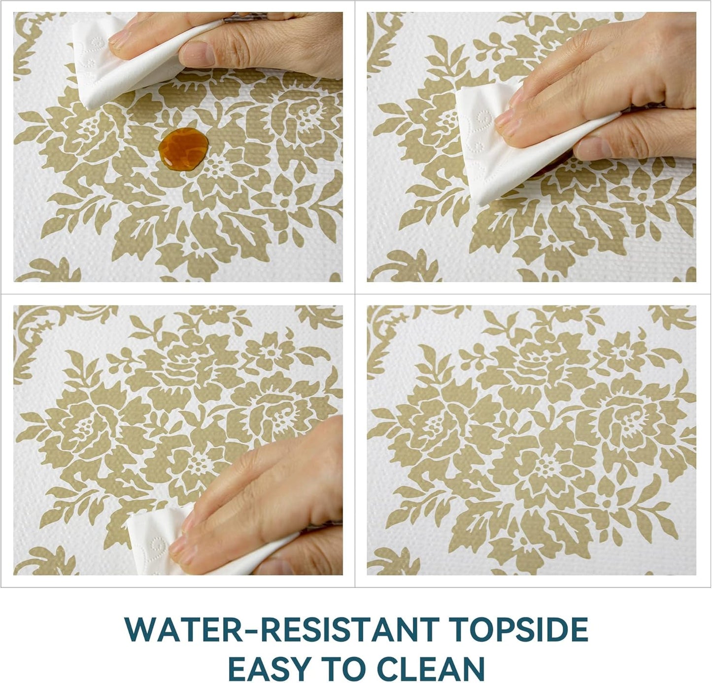 Shelf Liner for Kitchen Cabinets Non Adhesive Kitchen Drawer Liner, Waterproof Shelf Liner Durable Anti-Slip for Kitchen Cabinets Shelf Liner (Gold, 4Rolls(18x96inch))