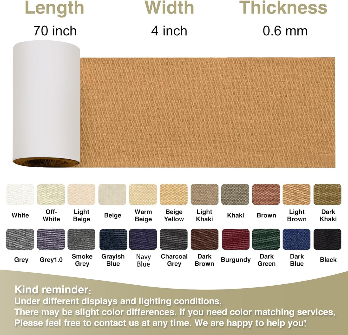 Canvas Repair Tape 4×70 Inch Waterproof Self-Adhesive Fabric Repair Patch for Repairing Boat Covers,Tents,Patio Umbrellas,Car Seats,Luggage,Sofas.(Light Brown)