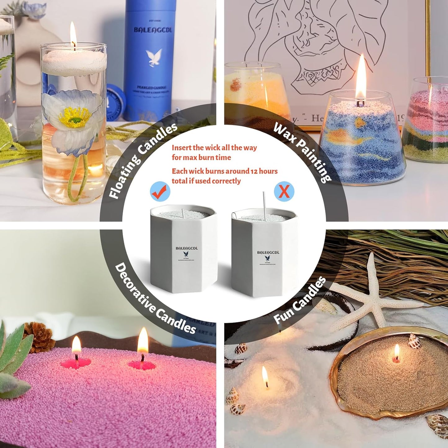 Lavender Scented Purple Pearled Candle 18oz Luxury Sand Candle Granulated Wax - 30 Cotton Wicks - Wax for Candle Making Decorative Candles Smooth and Clean Burning Lasts up to 120 Hours