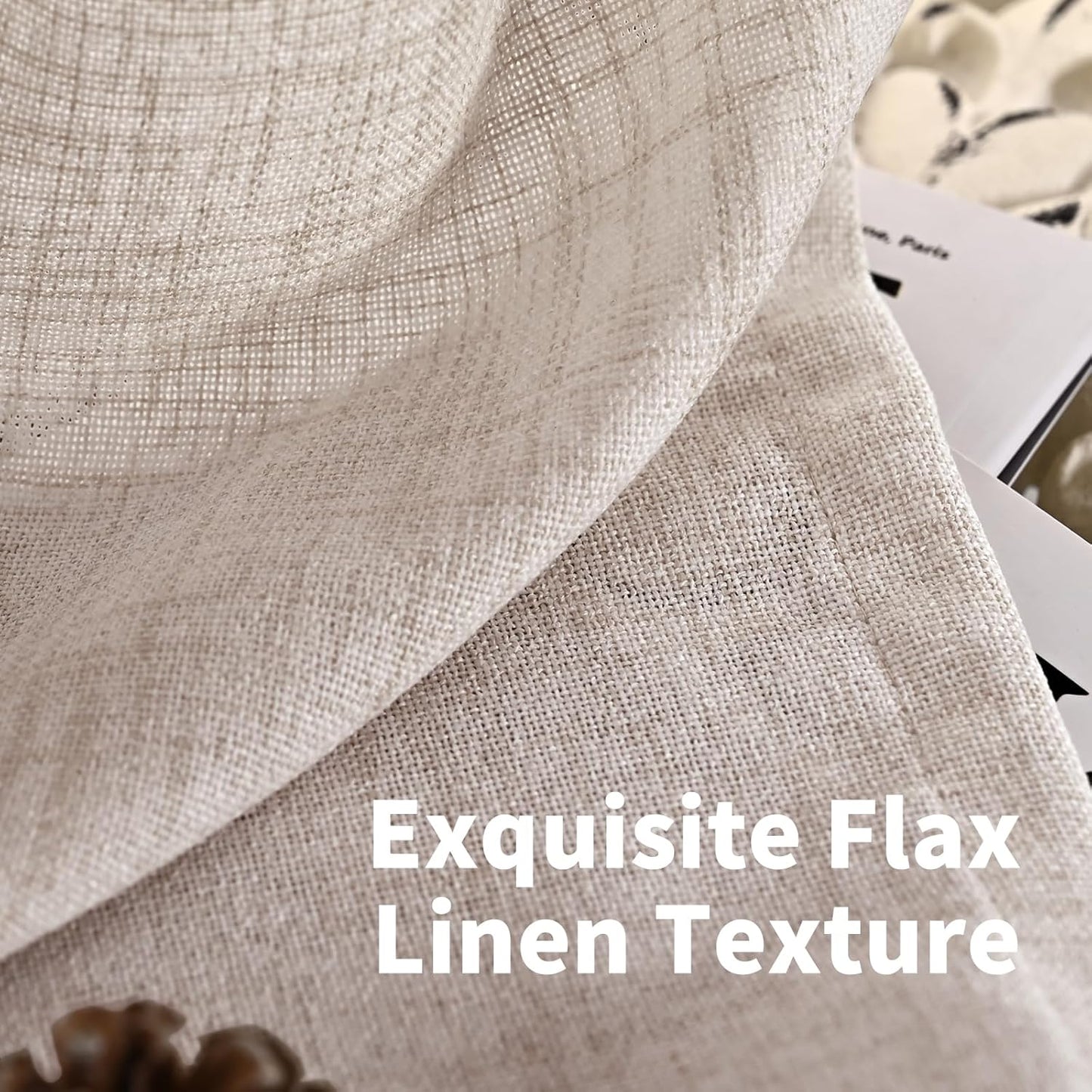 YoungsTex Pinch Pleated Linen Curtains 102 Inch Length 2 Panels Light Filtering Textured Window Drapes for Living Room Bedroom Sliding Door Back Tab, 40 X 102 Inch